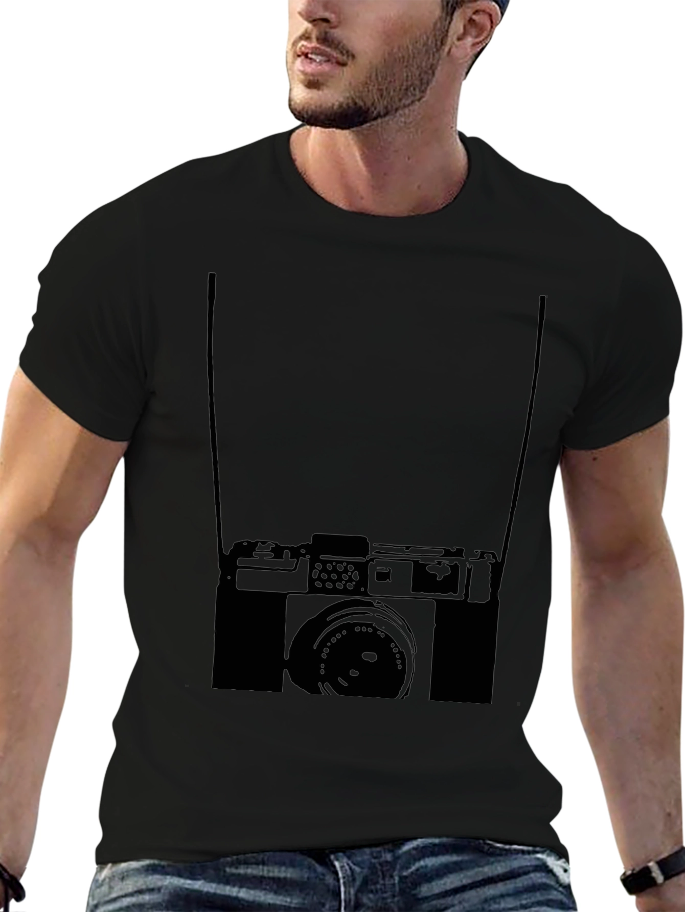 Retro Camera Graphic Black T-Shirt