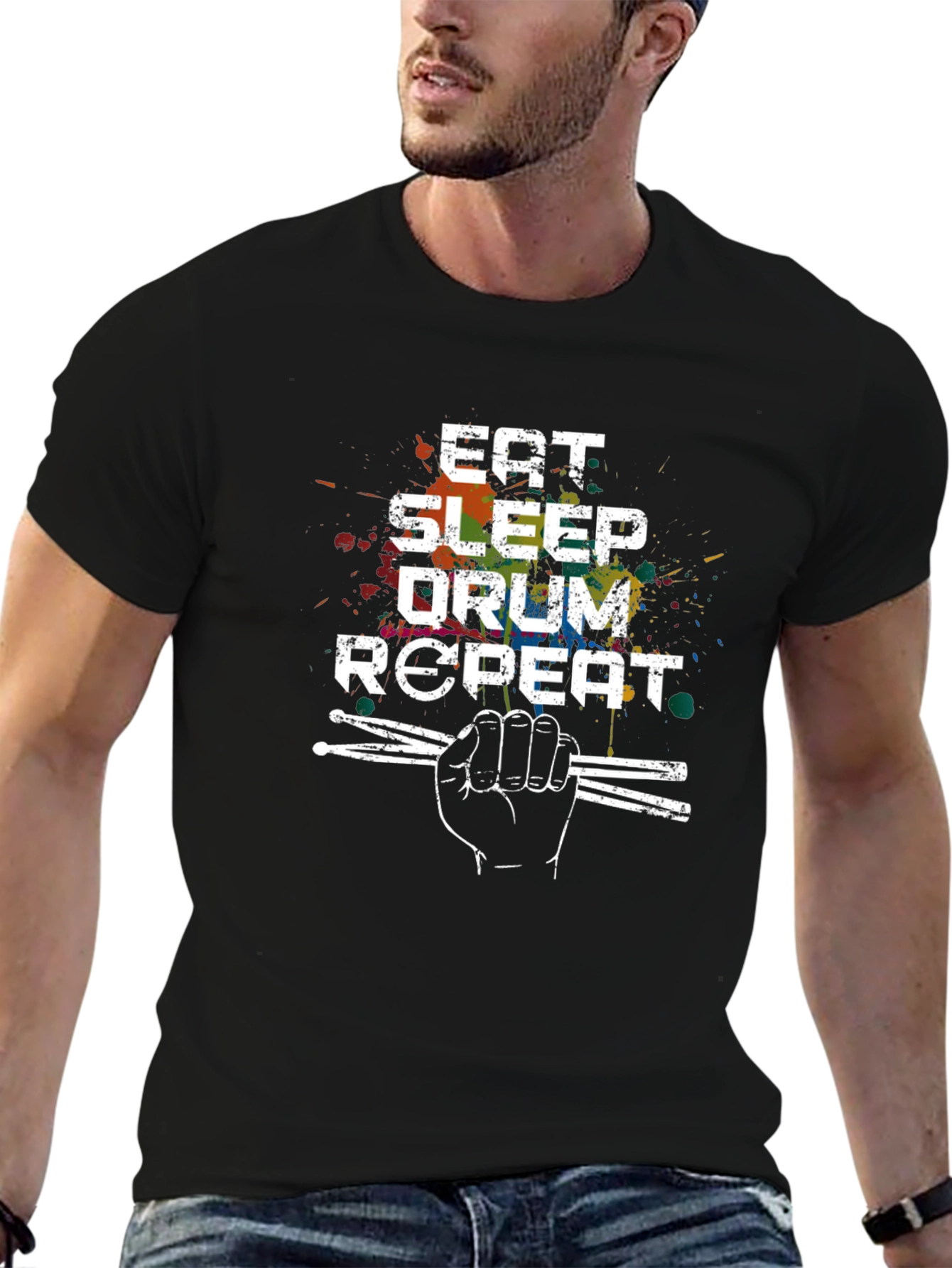 Eat Sleep Drum Repeat T-Shirt - Musician Graphic Tee