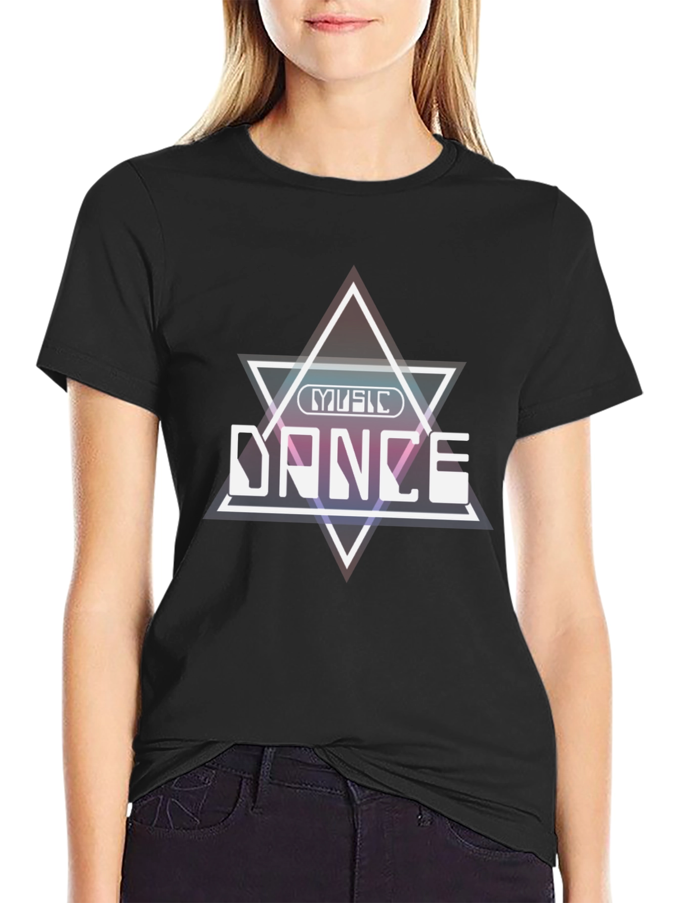 Music Dance Graphic Tee - Stylish Black Cotton T-Shirt