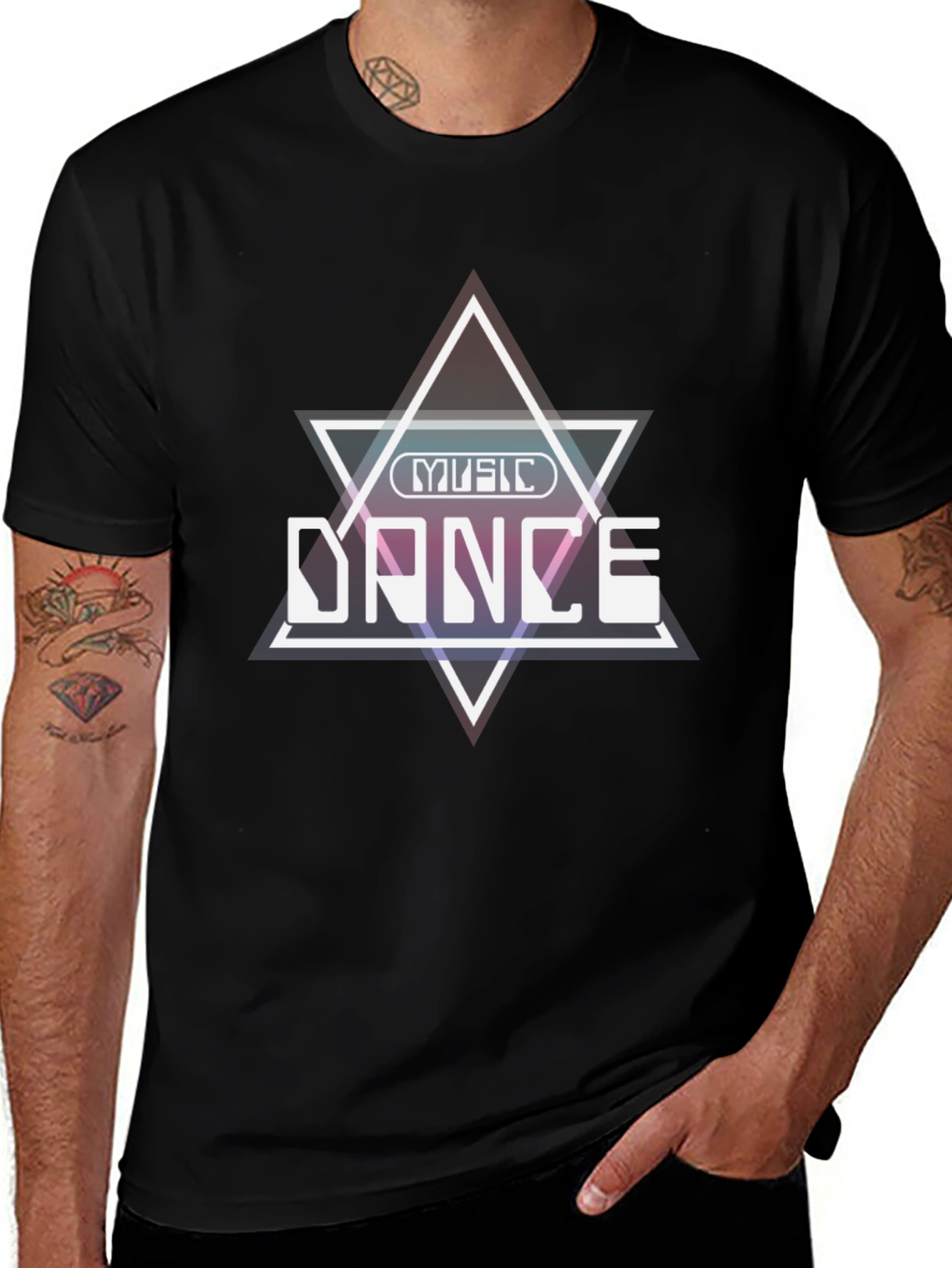 Music Dance Graphic Tee - Stylish Black Cotton T-Shirt
