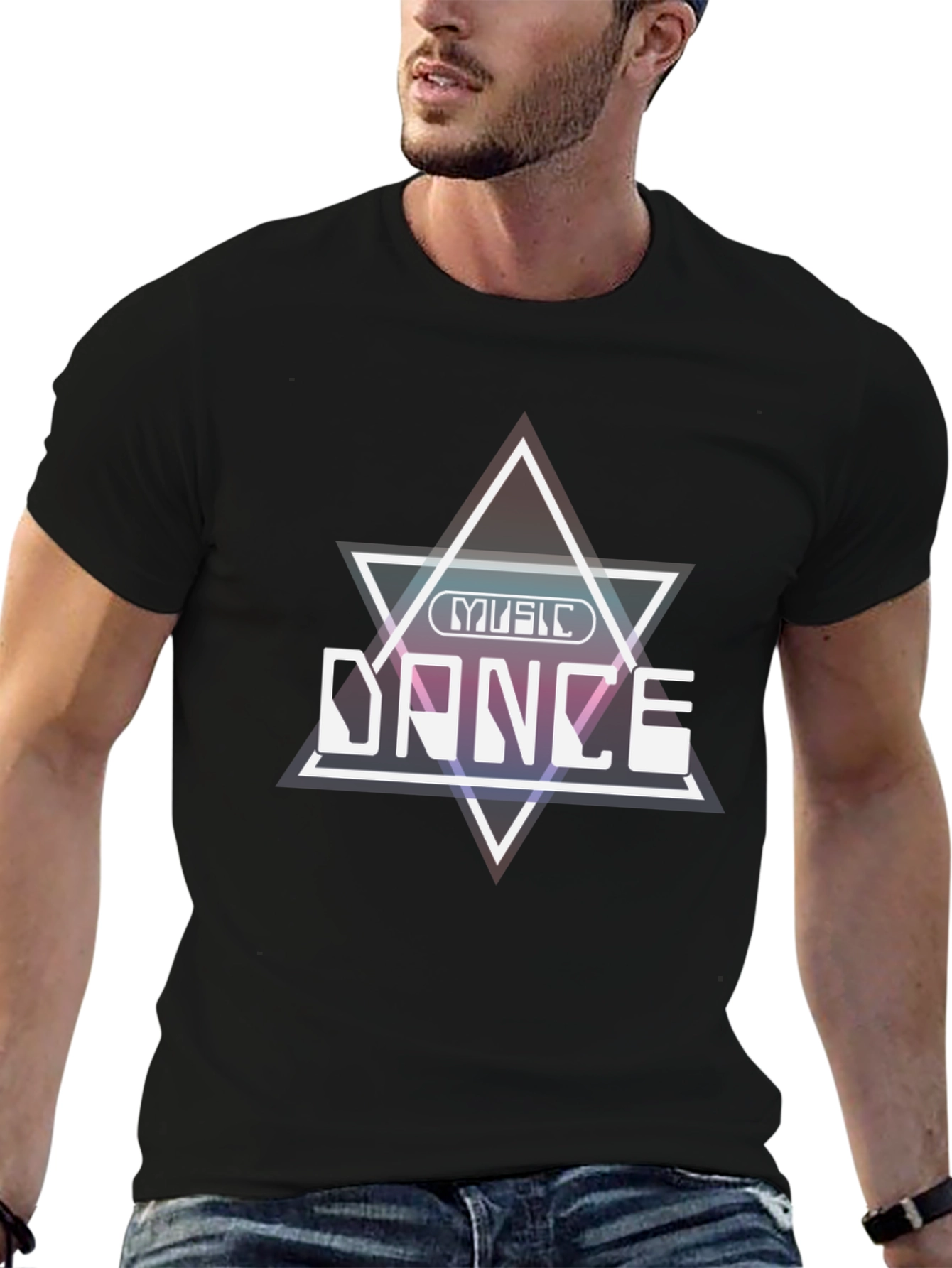 Music Dance Graphic Tee - Stylish Black Cotton T-Shirt