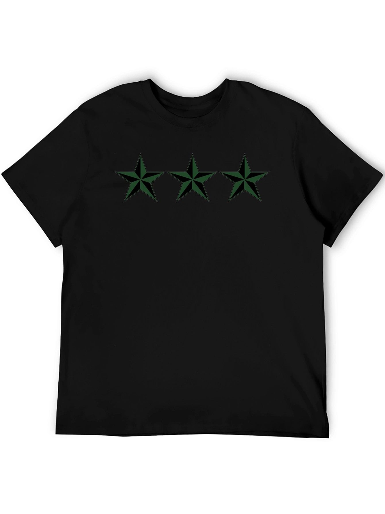 Stylish Black T-Shirt with Three Star Design