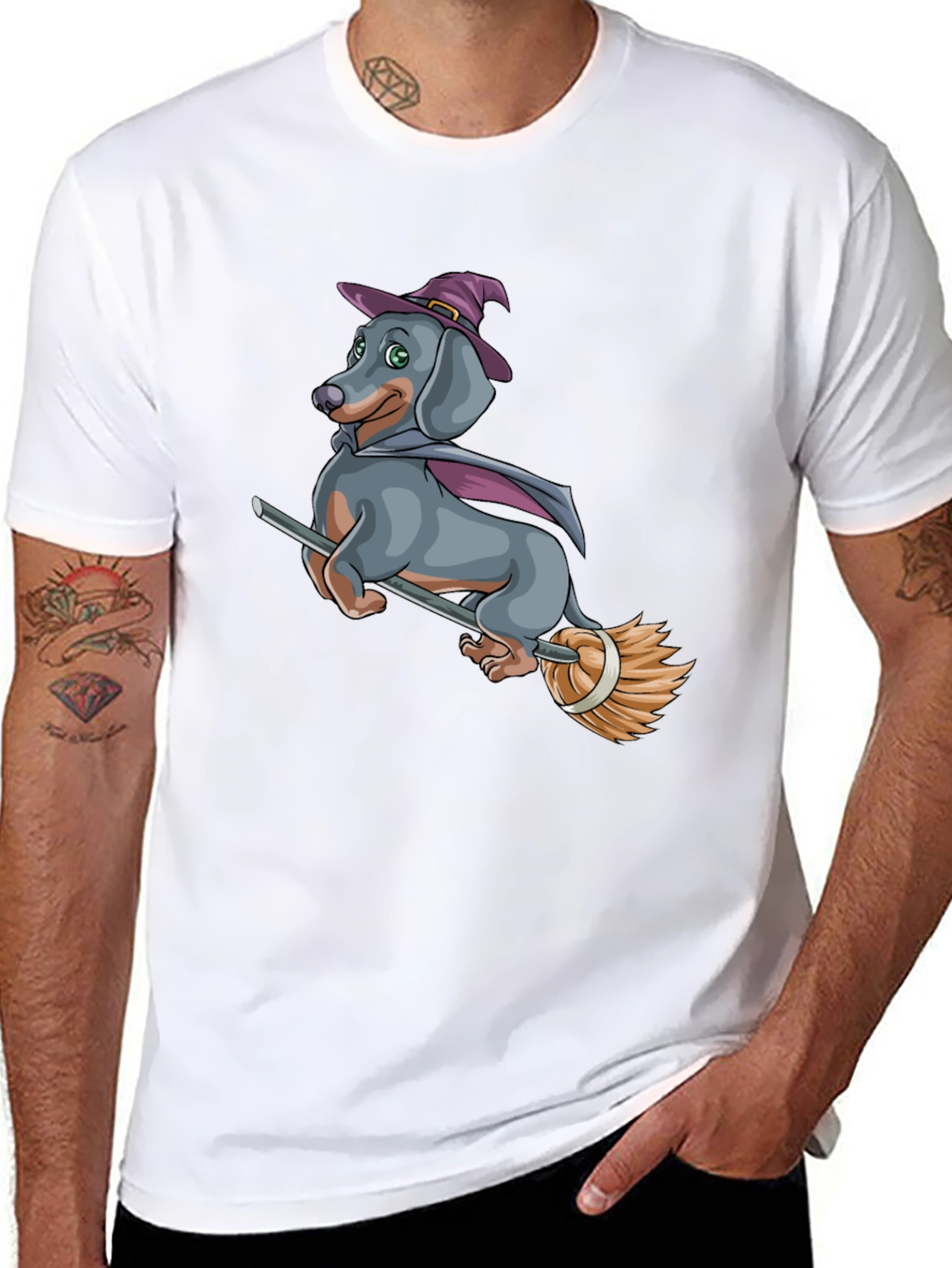 Witch Dachshund T-Shirt - Halloween Dog Tee