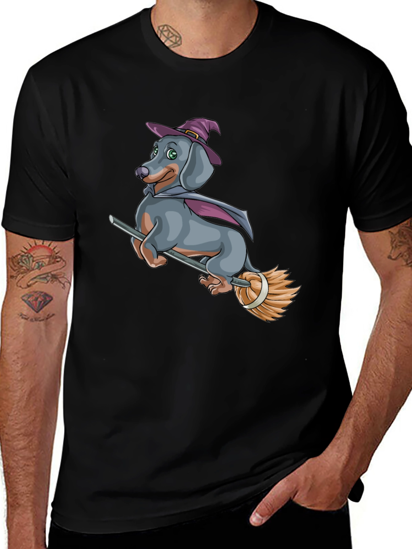 Witch Dachshund T-Shirt - Halloween Dog Tee
