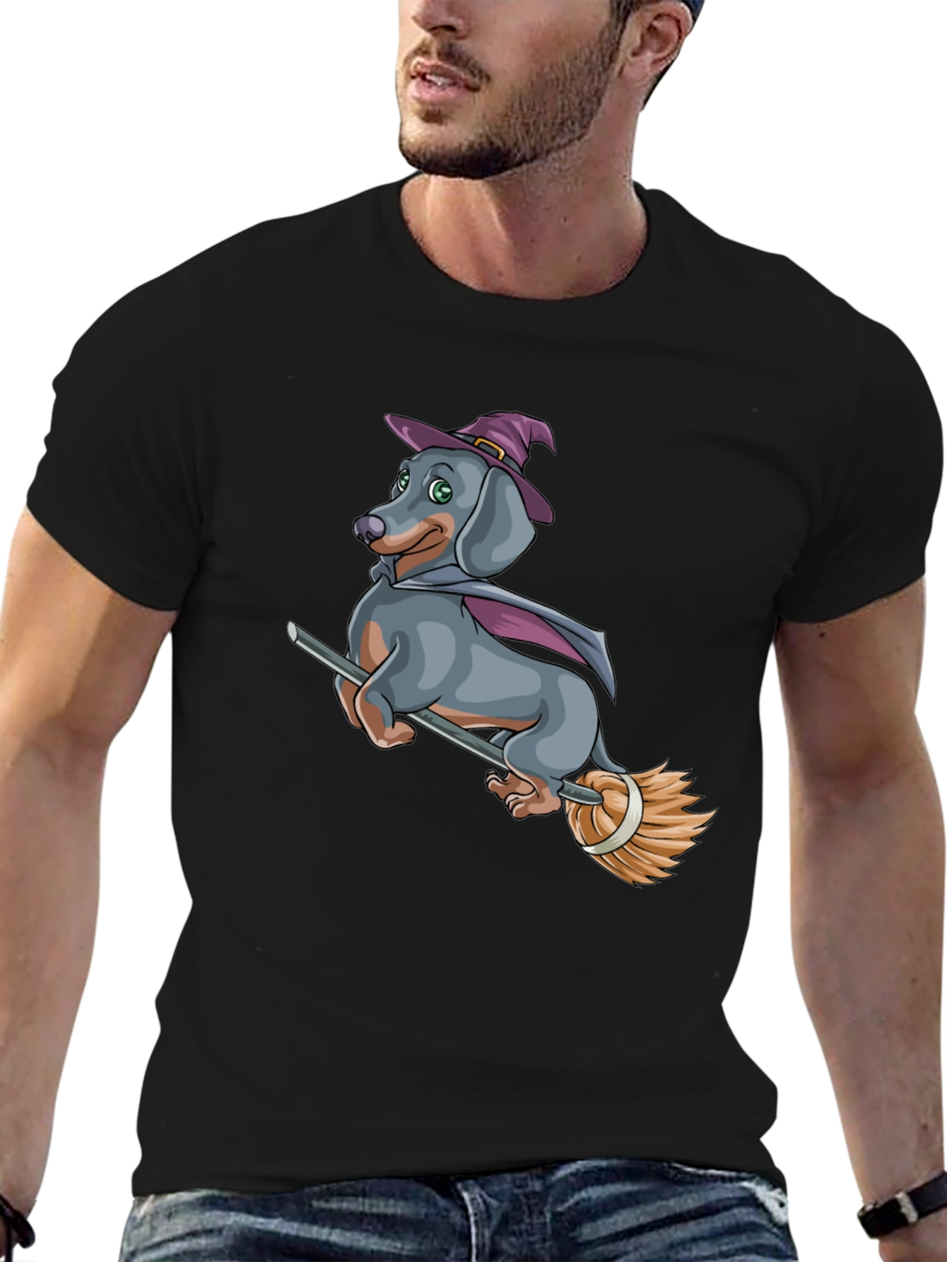 Witch Dachshund T-Shirt - Halloween Dog Tee