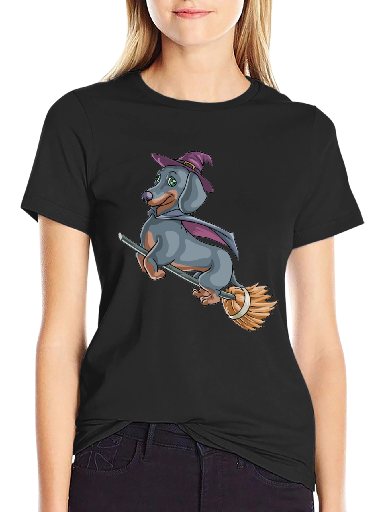 Witch Dachshund T-Shirt - Halloween Dog Tee