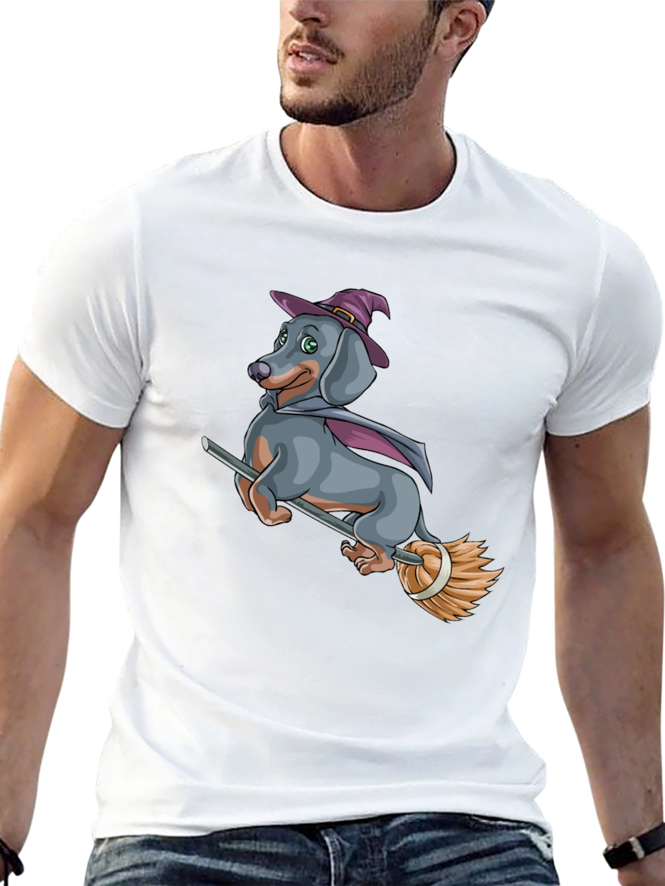 Witch Dachshund T-Shirt - Halloween Dog Tee