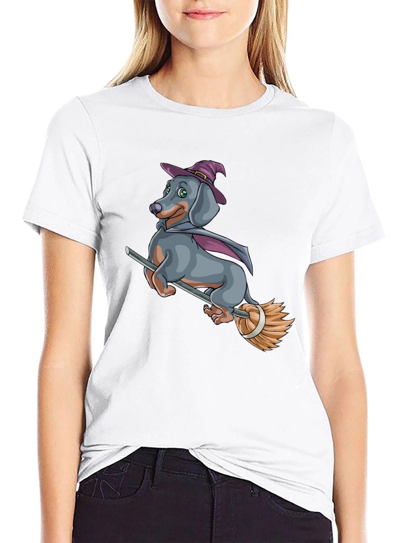 Witch Dachshund T-Shirt - Halloween Dog Tee