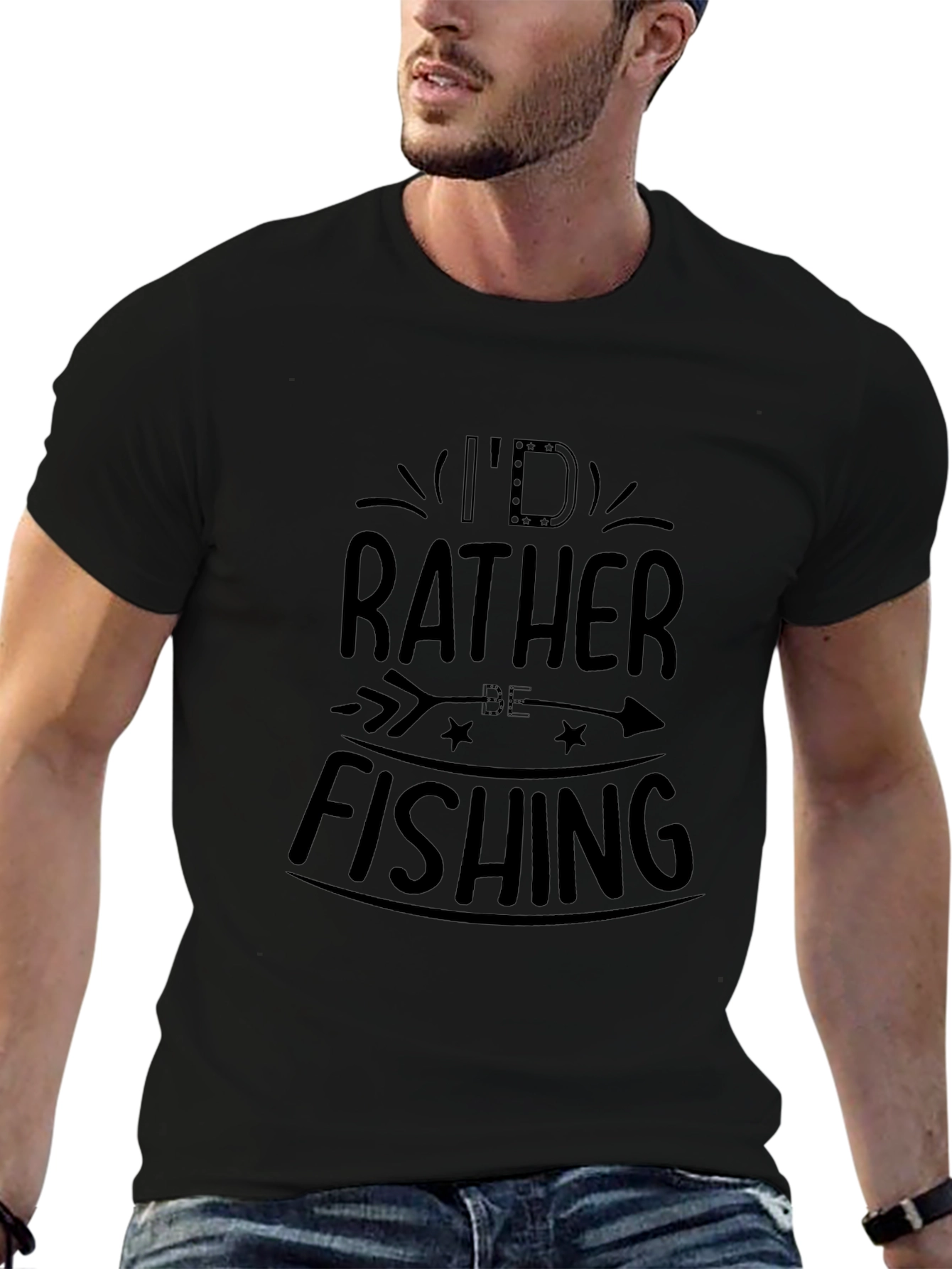 Id Rather Be Fishing Black T-Shirt
