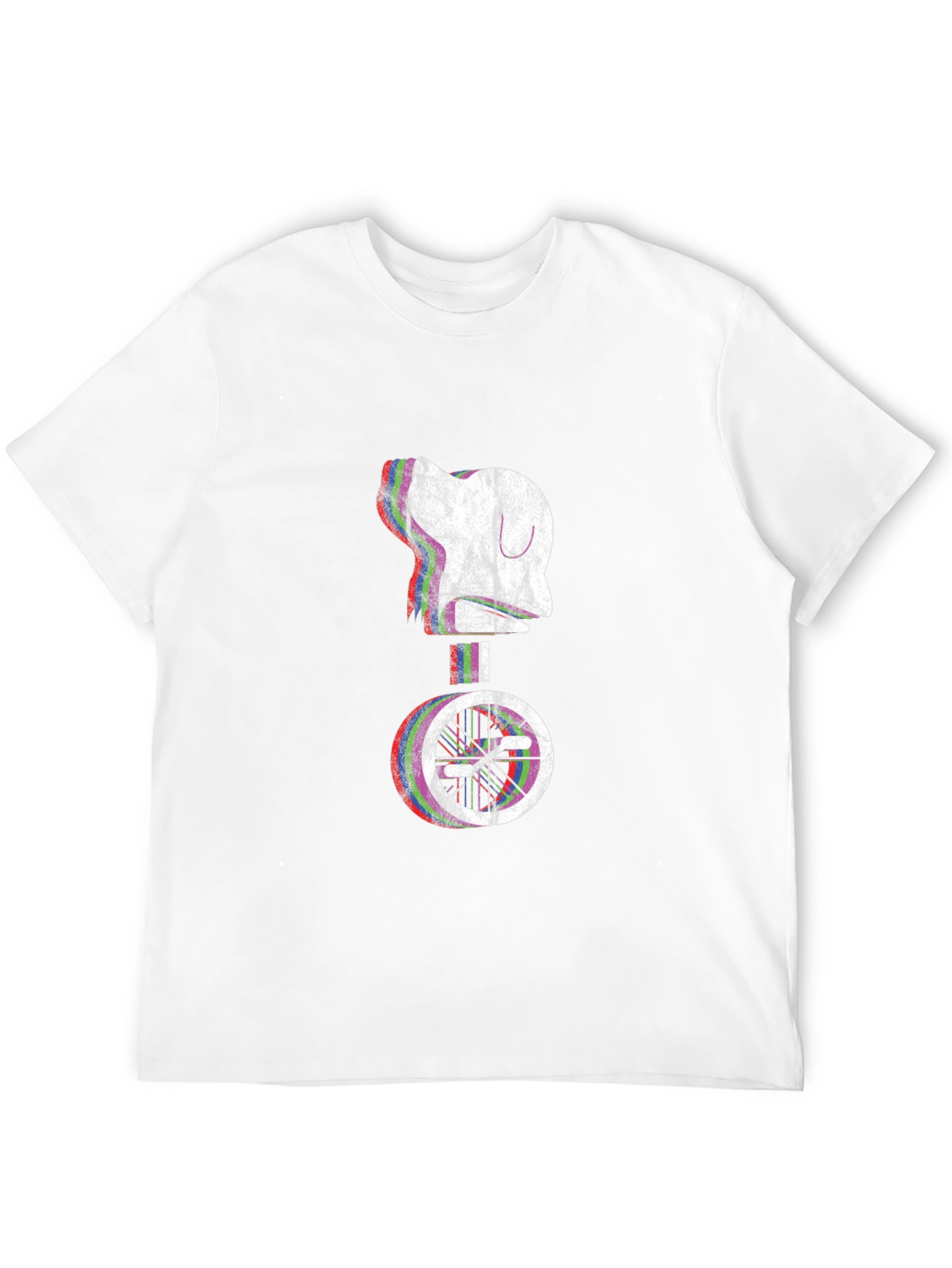 Glitch Robot Unicycle Graphic T-Shirt