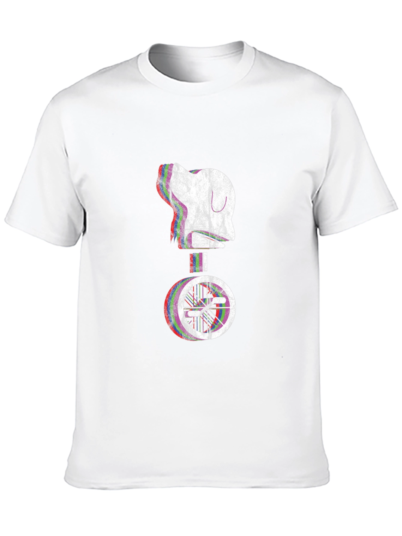 Glitch Robot Unicycle Graphic T-Shirt