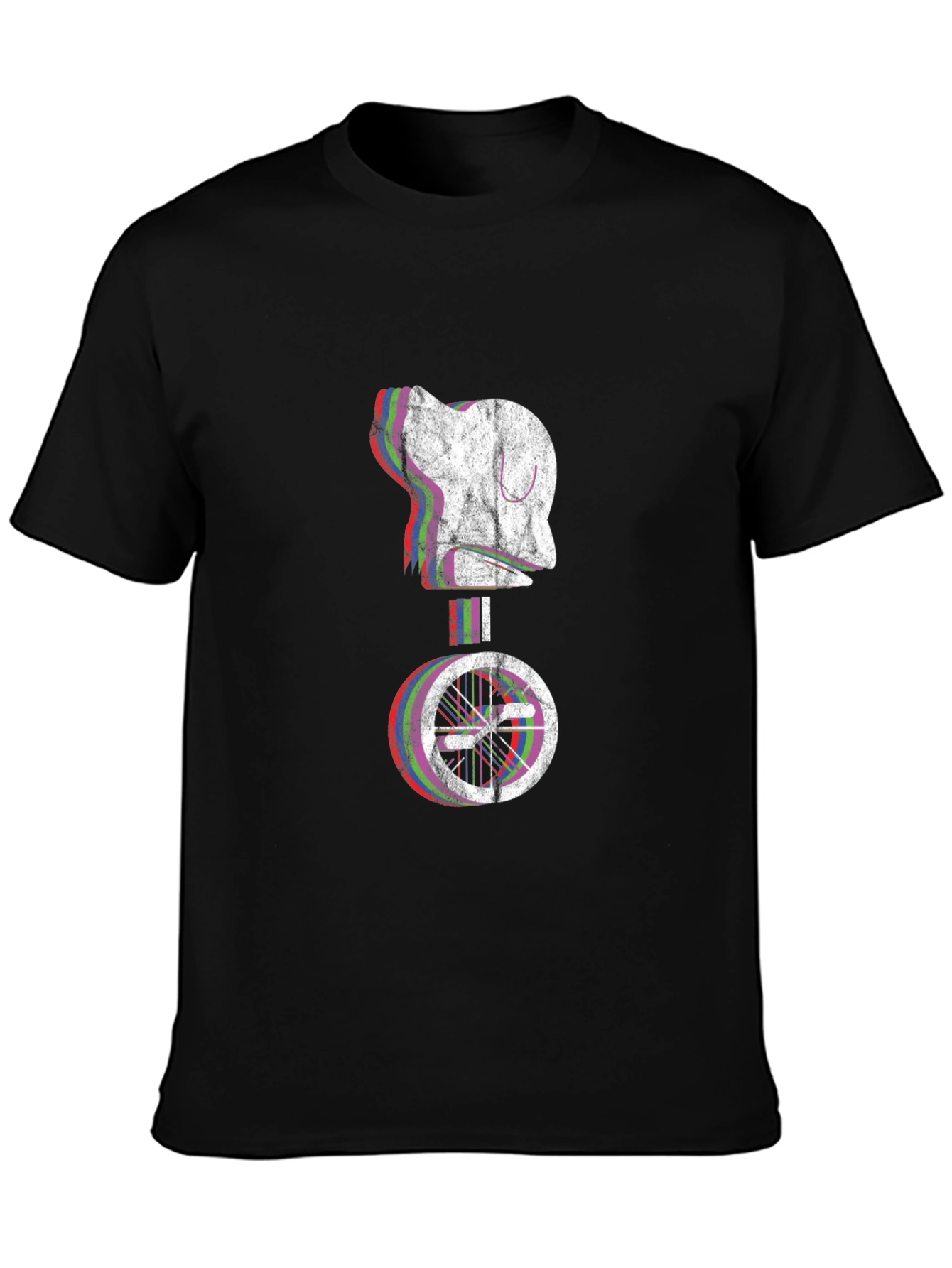 Glitch Robot Unicycle Graphic T-Shirt