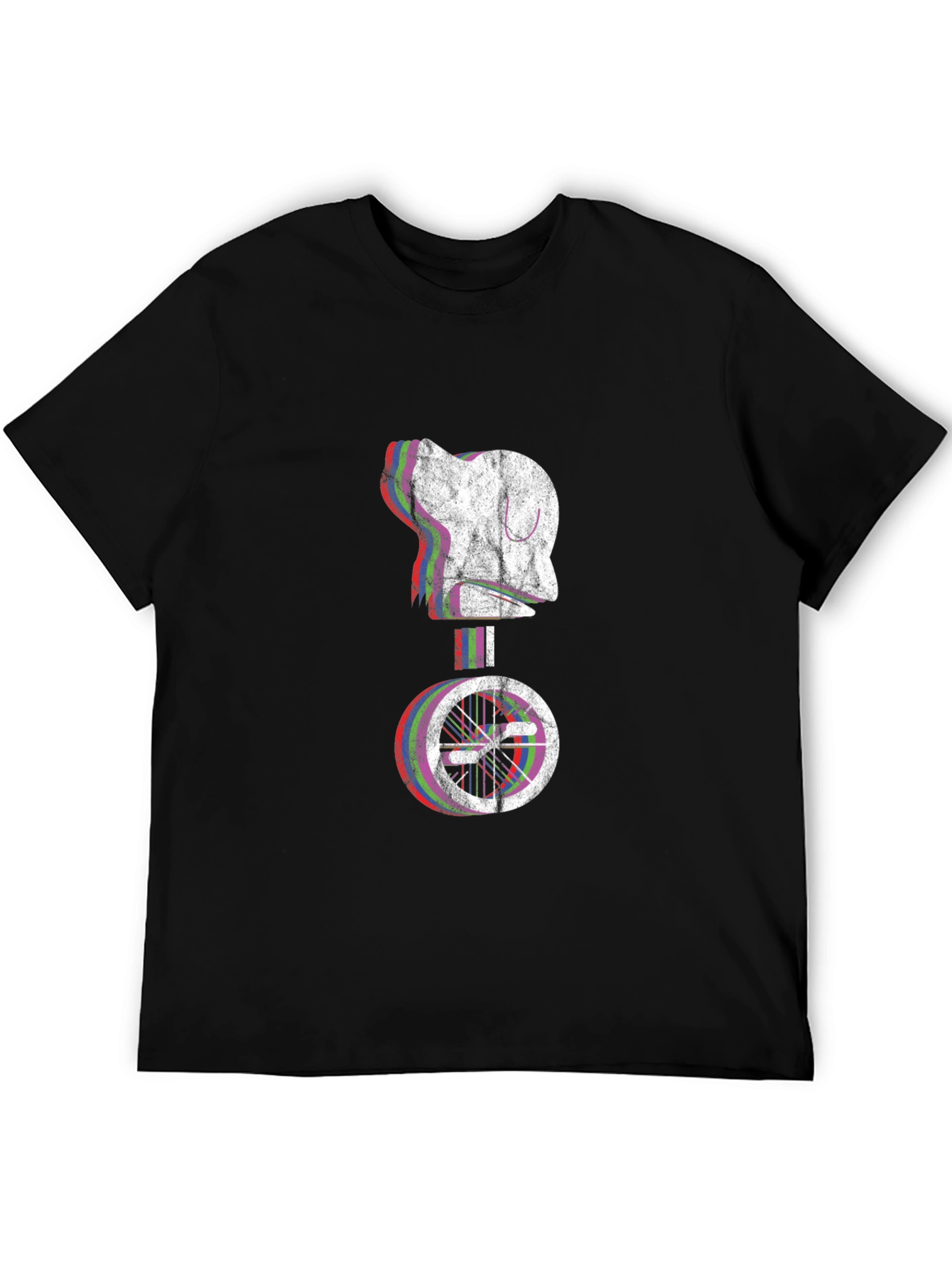Glitch Robot Unicycle Graphic T-Shirt