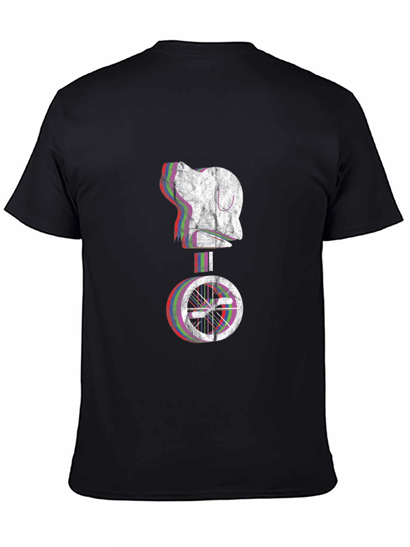 Glitch Robot Unicycle Graphic T-Shirt