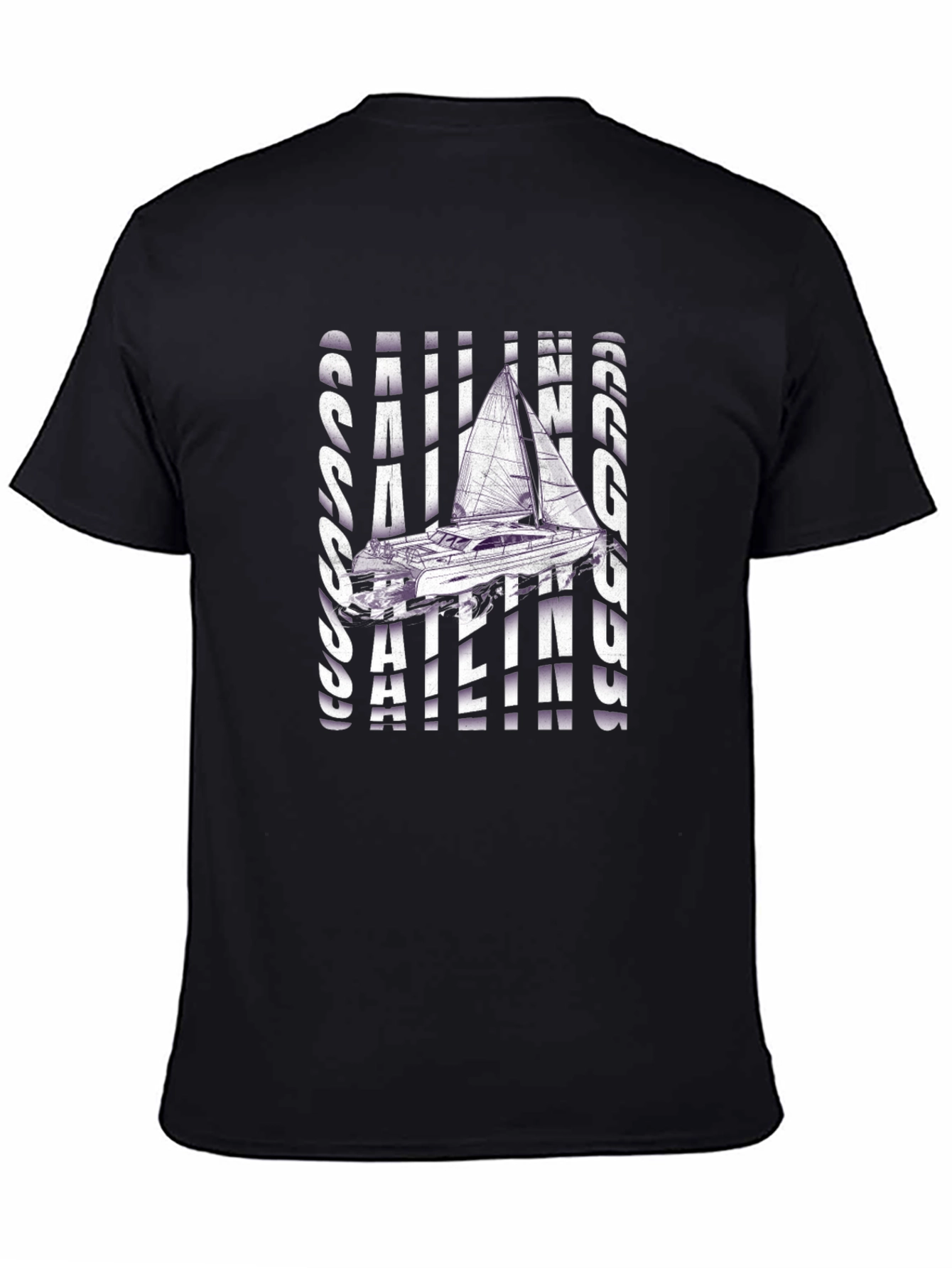 Sailing Graphic T-Shirt - Black Crew Neck