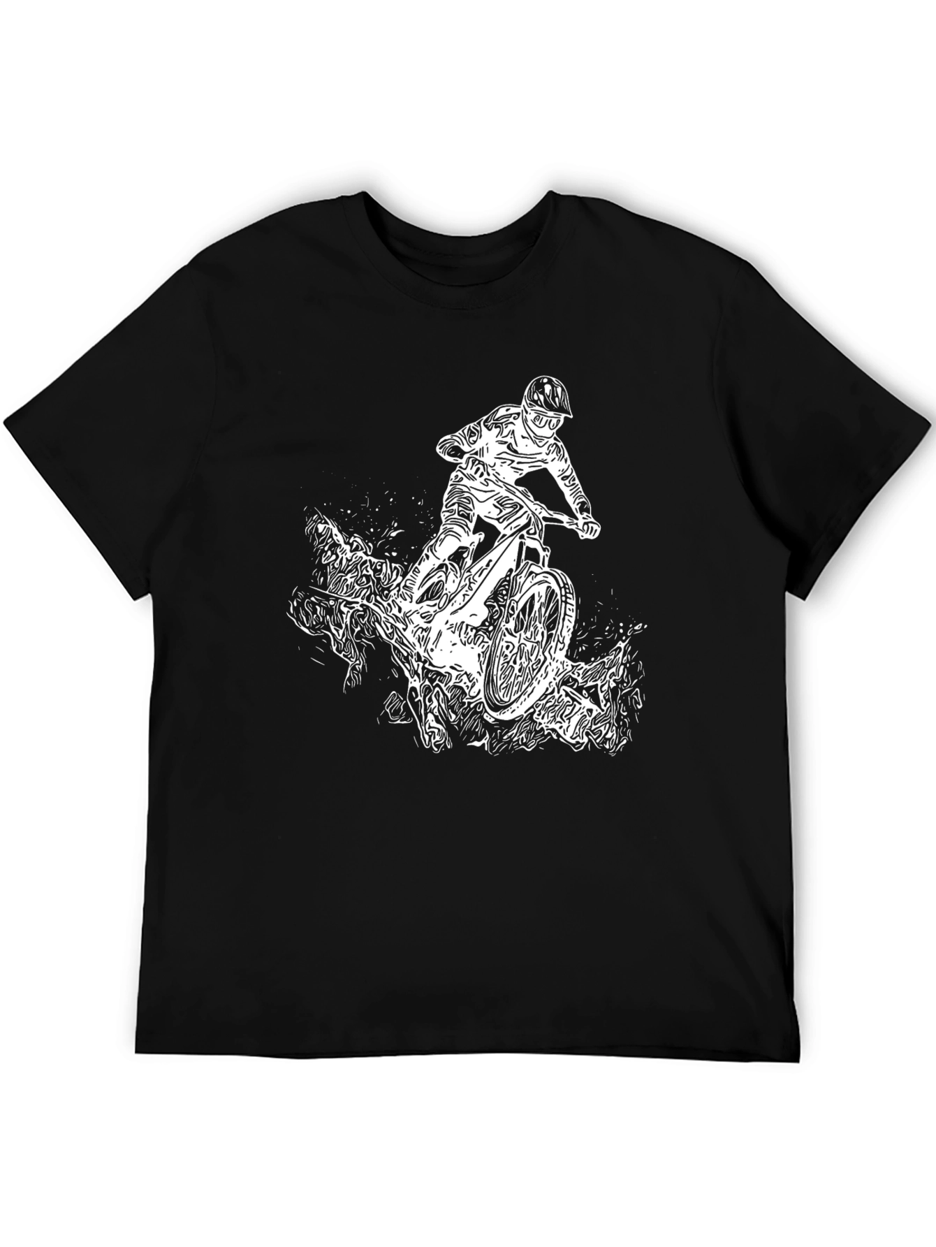 Mountain Bike Graphic Tee - Black Cotton T-Shirt