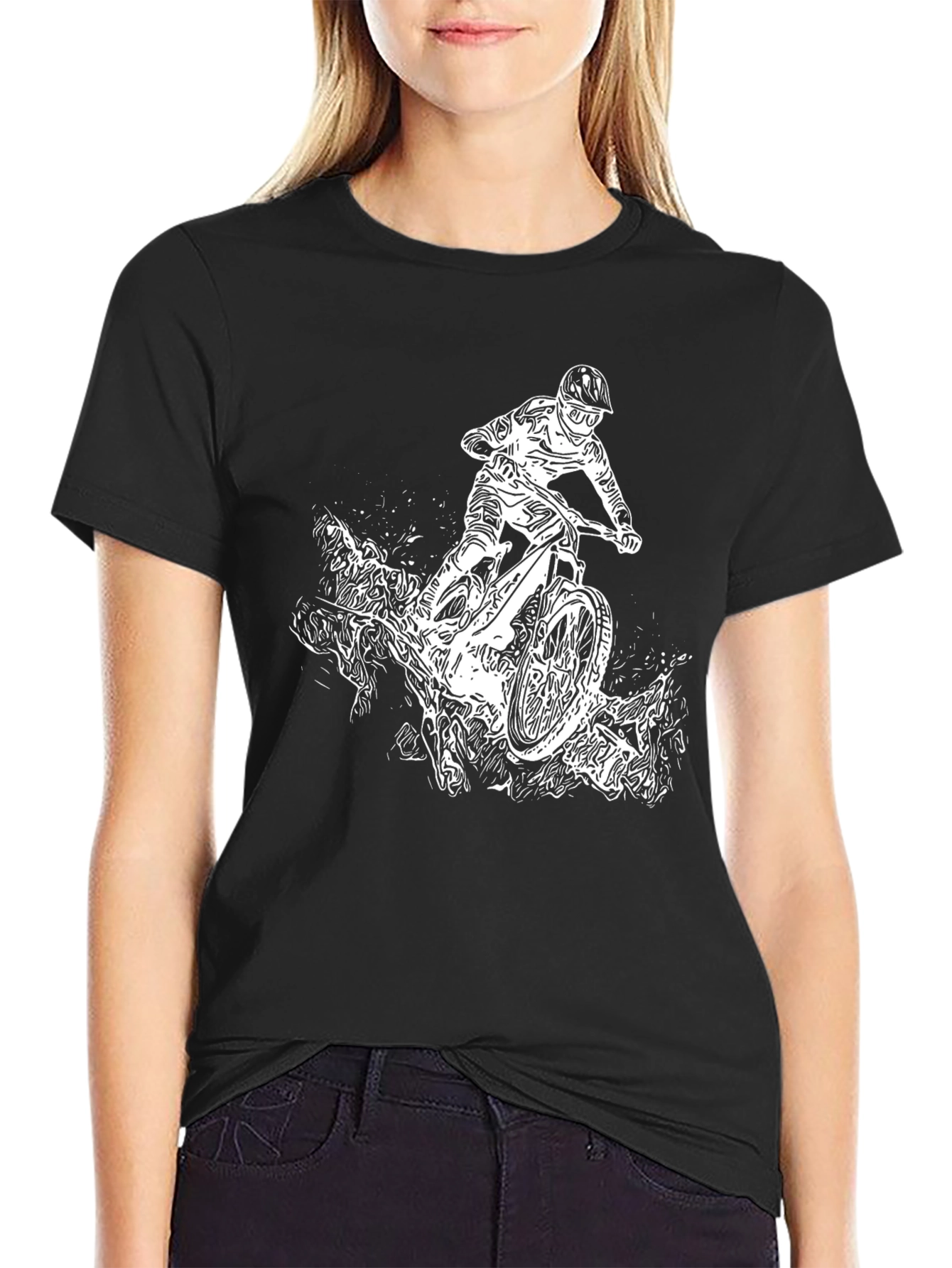 Mountain Bike Graphic Tee - Black Cotton T-Shirt