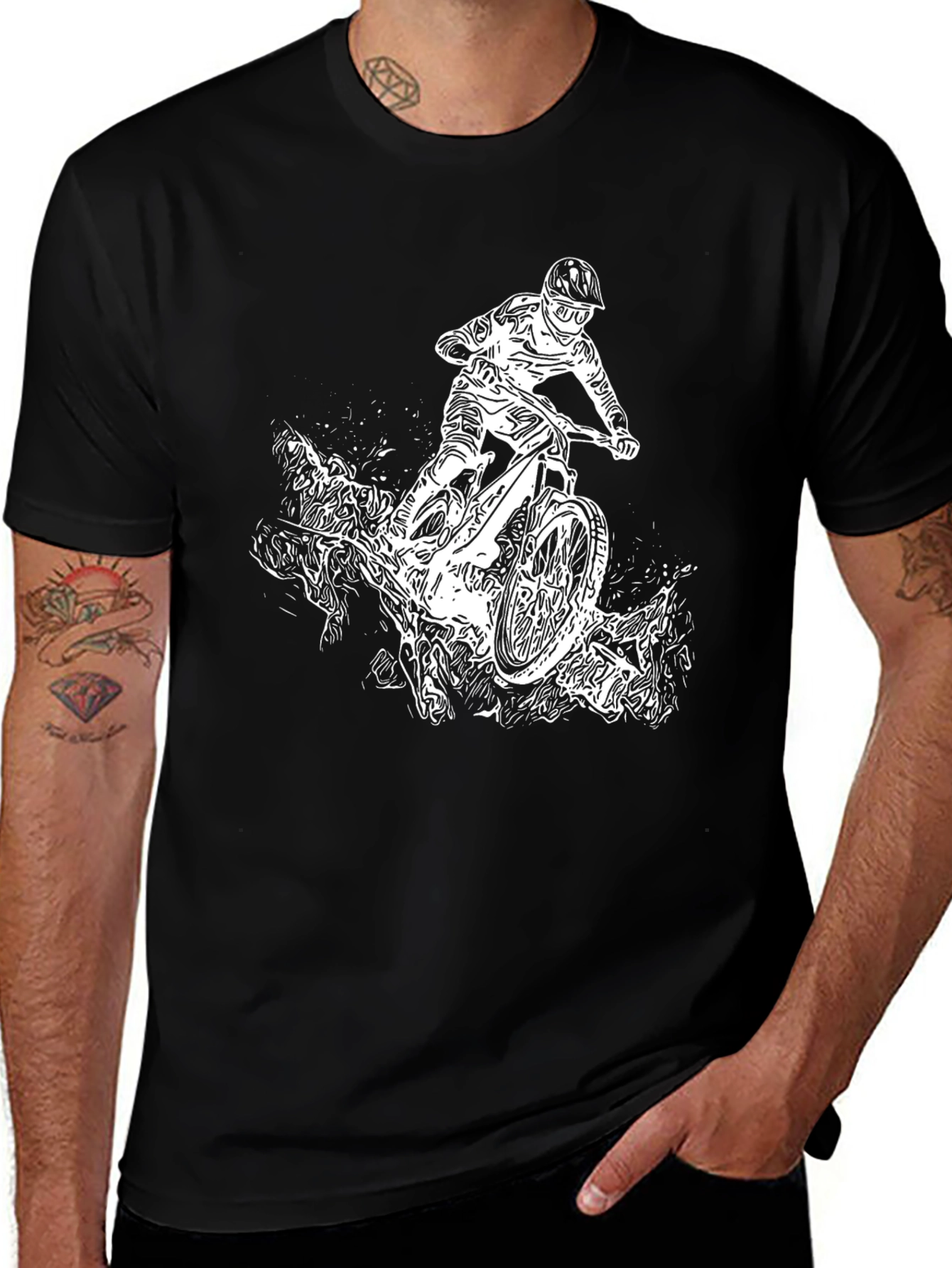 Mountain Bike Graphic Tee - Black Cotton T-Shirt