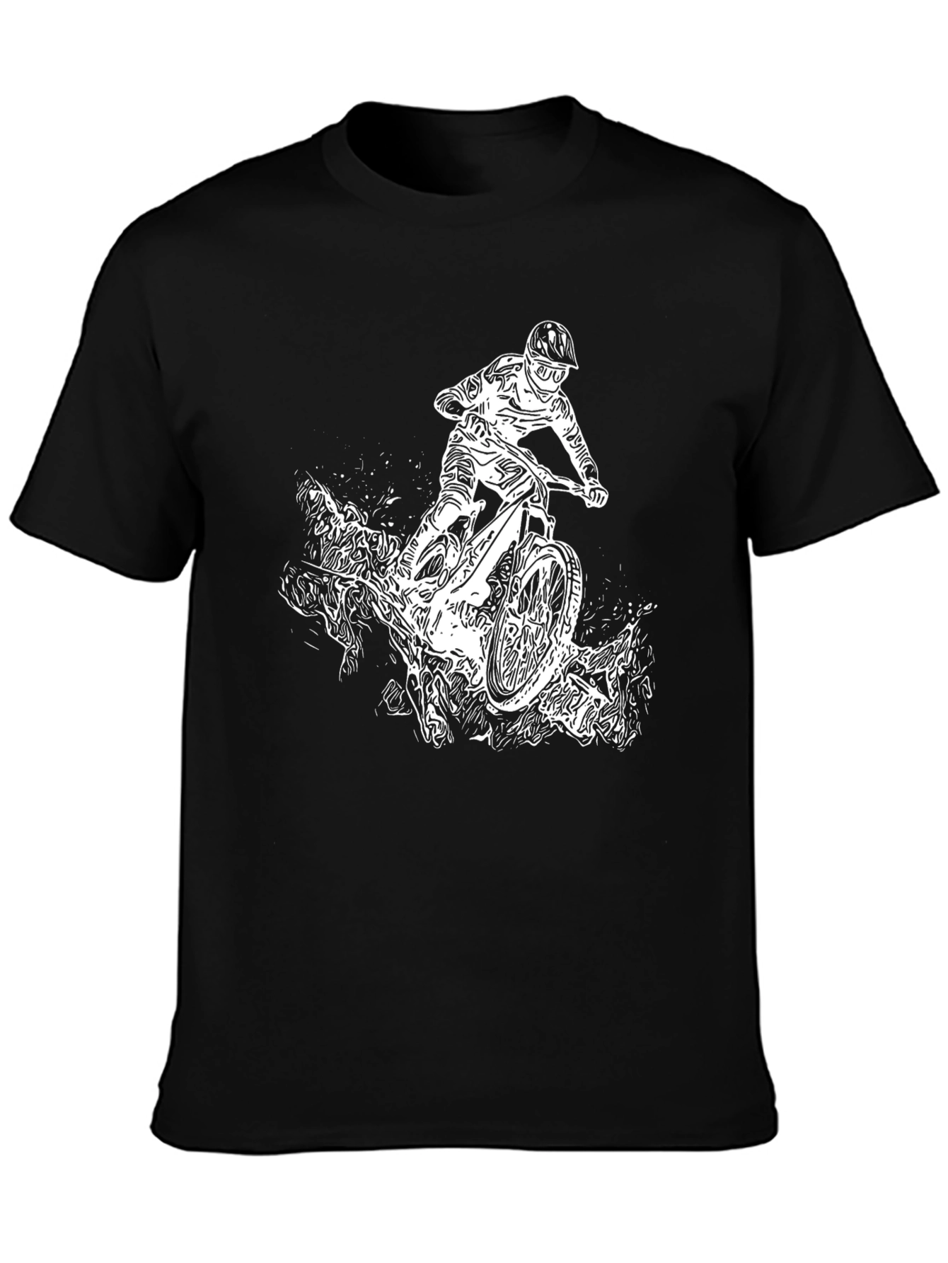 Mountain Bike Graphic Tee - Black Cotton T-Shirt