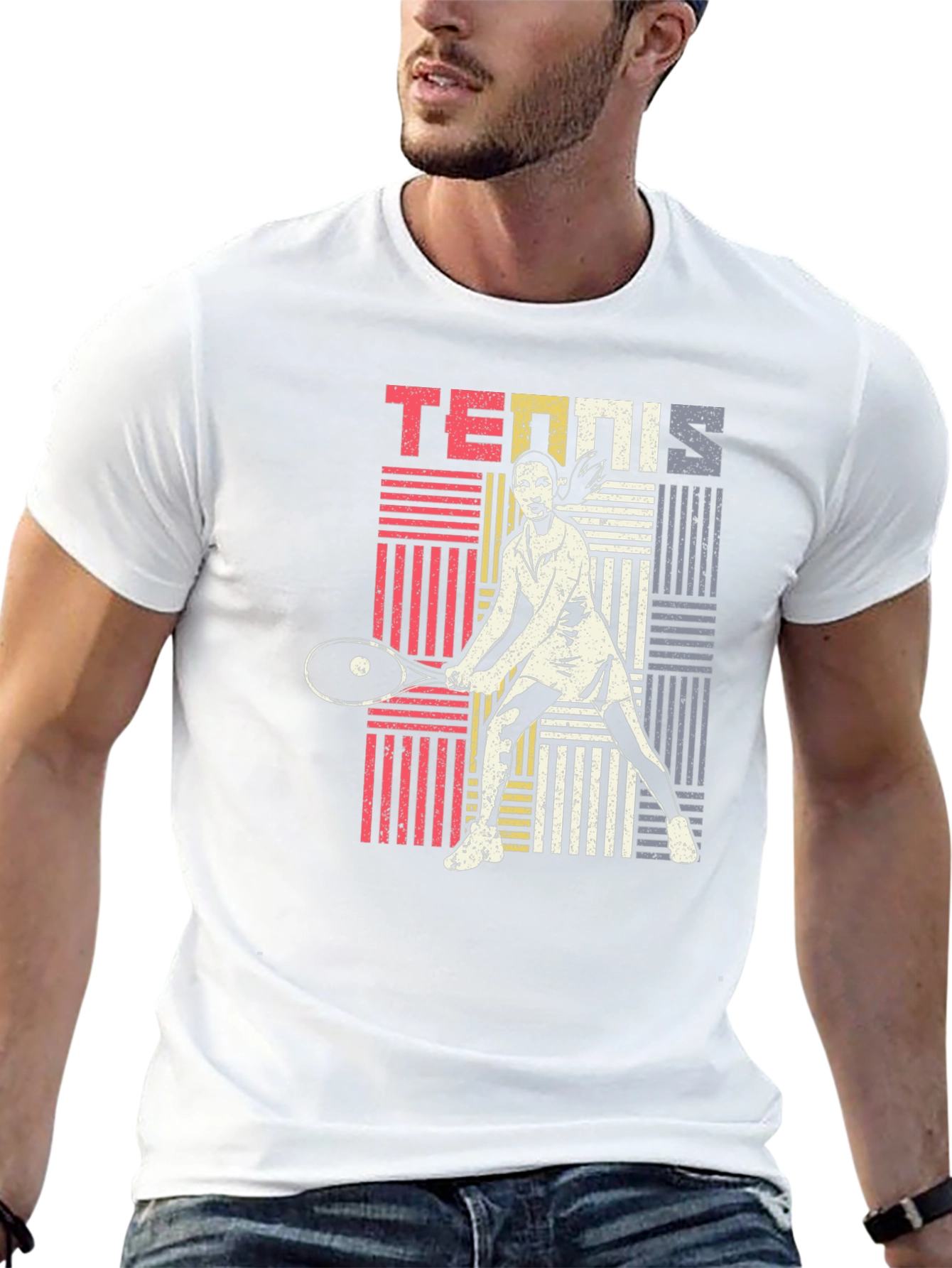 Retro Tennis Player Graphic T-Shirt