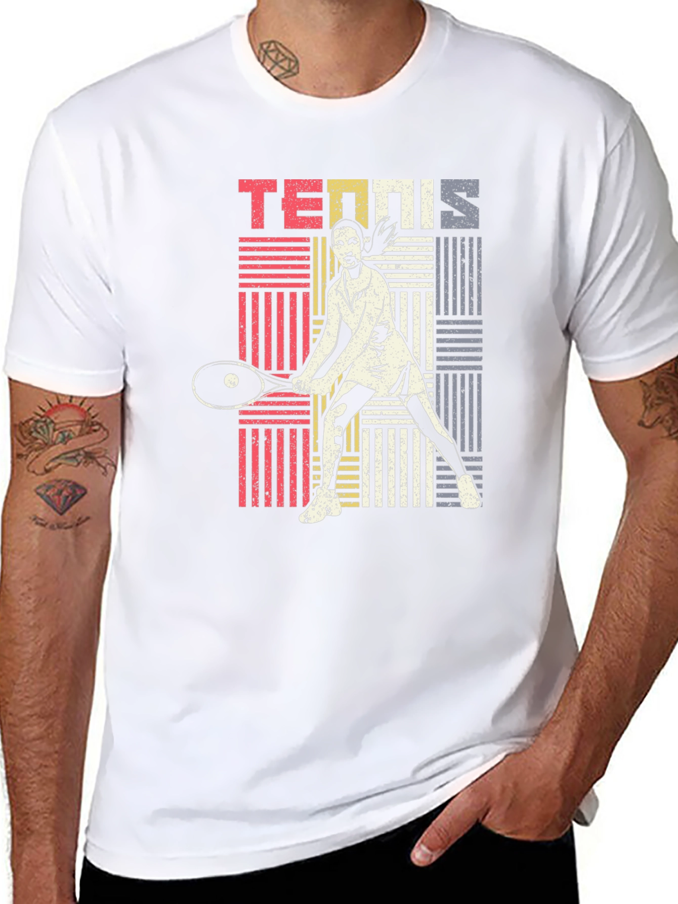 Retro Tennis Player Graphic T-Shirt