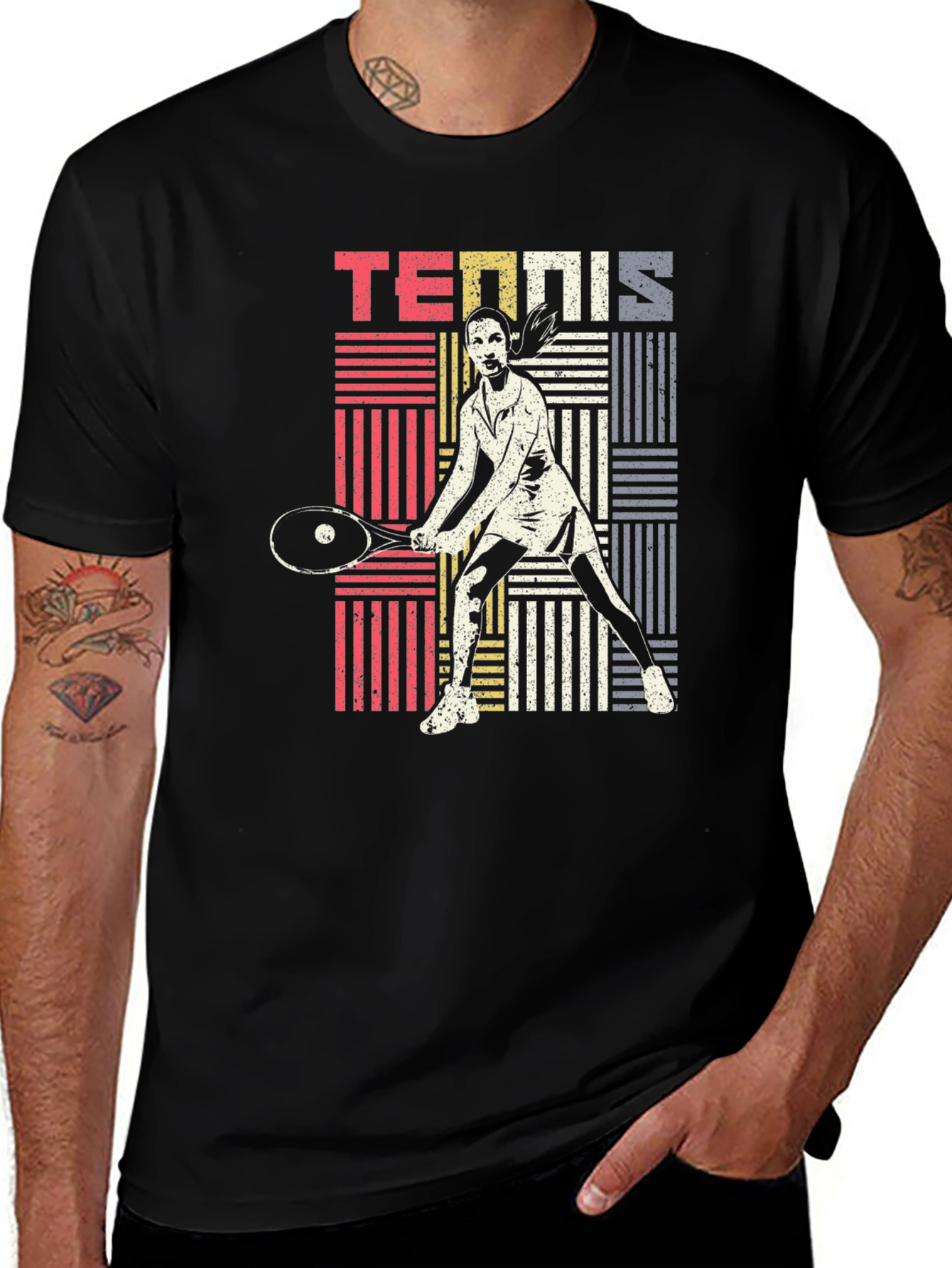 Retro Tennis Player Graphic T-Shirt
