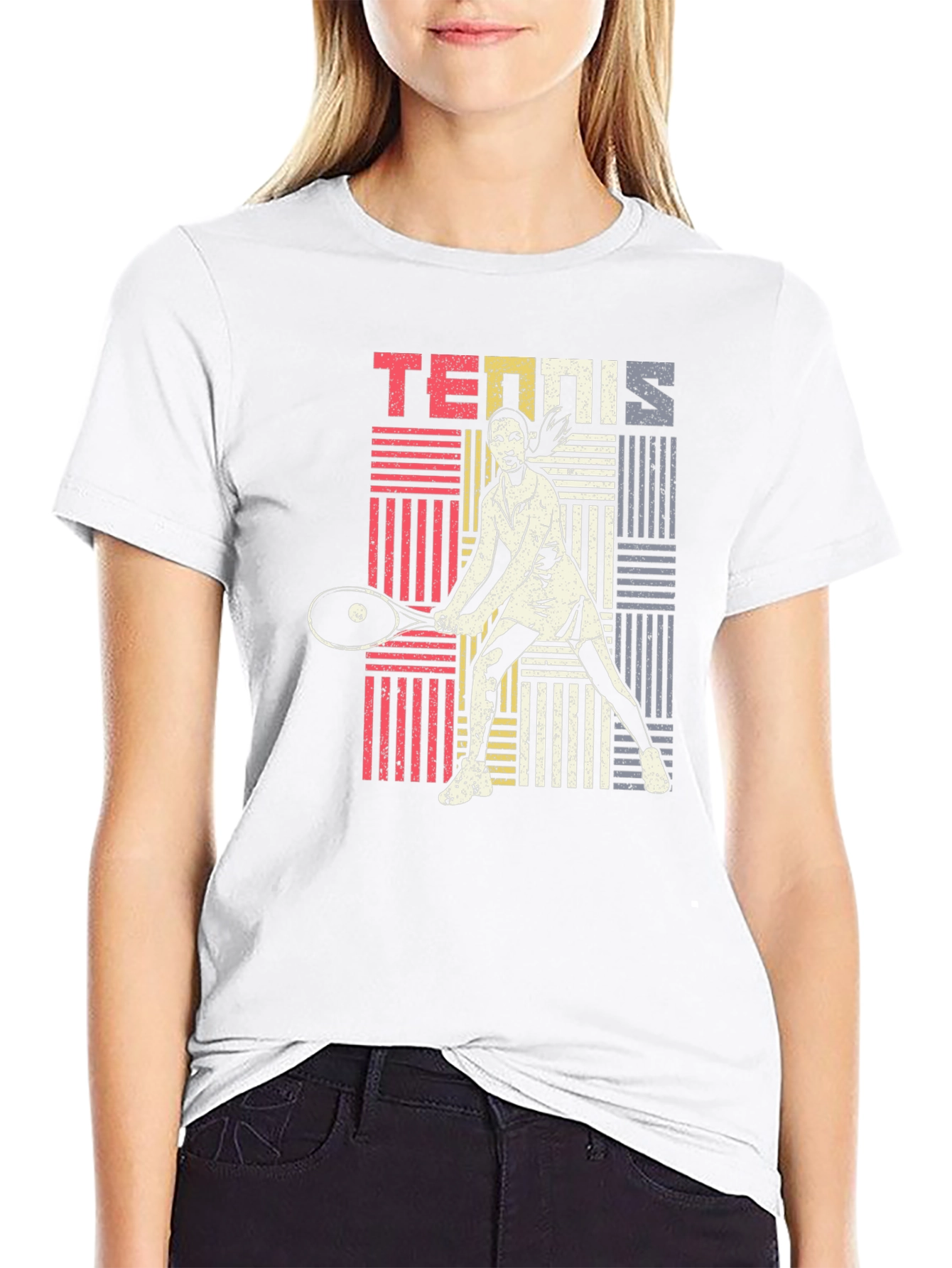 Retro Tennis Player Graphic T-Shirt