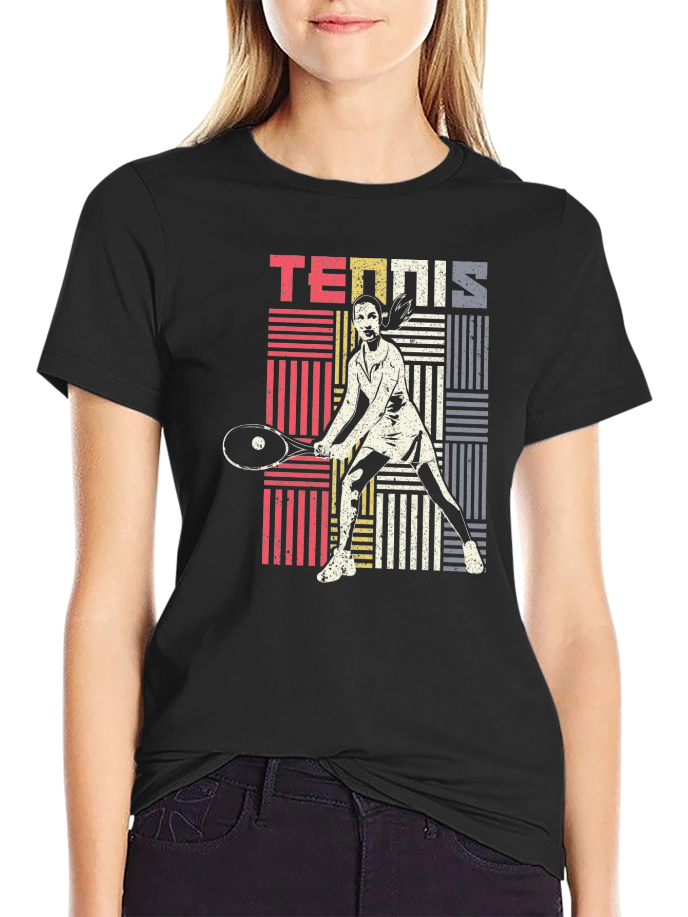 Retro Tennis Player Graphic T-Shirt