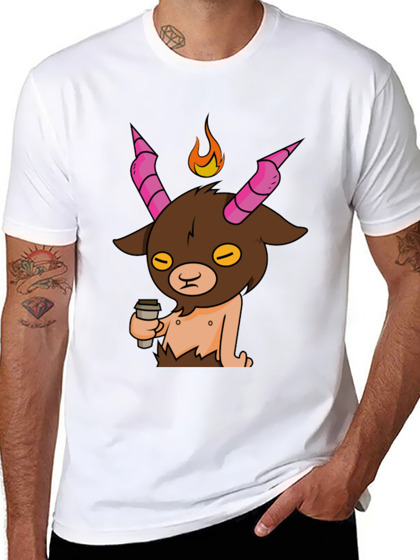 Funny Baphomet Coffee T-Shirt - Mens Black Tee