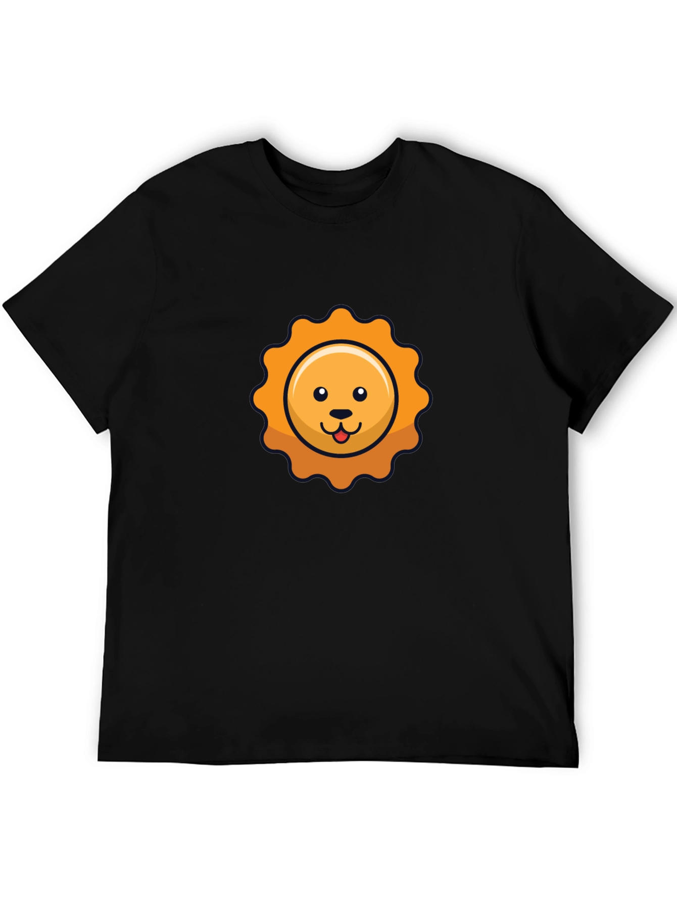 Cute Cartoon Sun Graphic Black T-Shirt