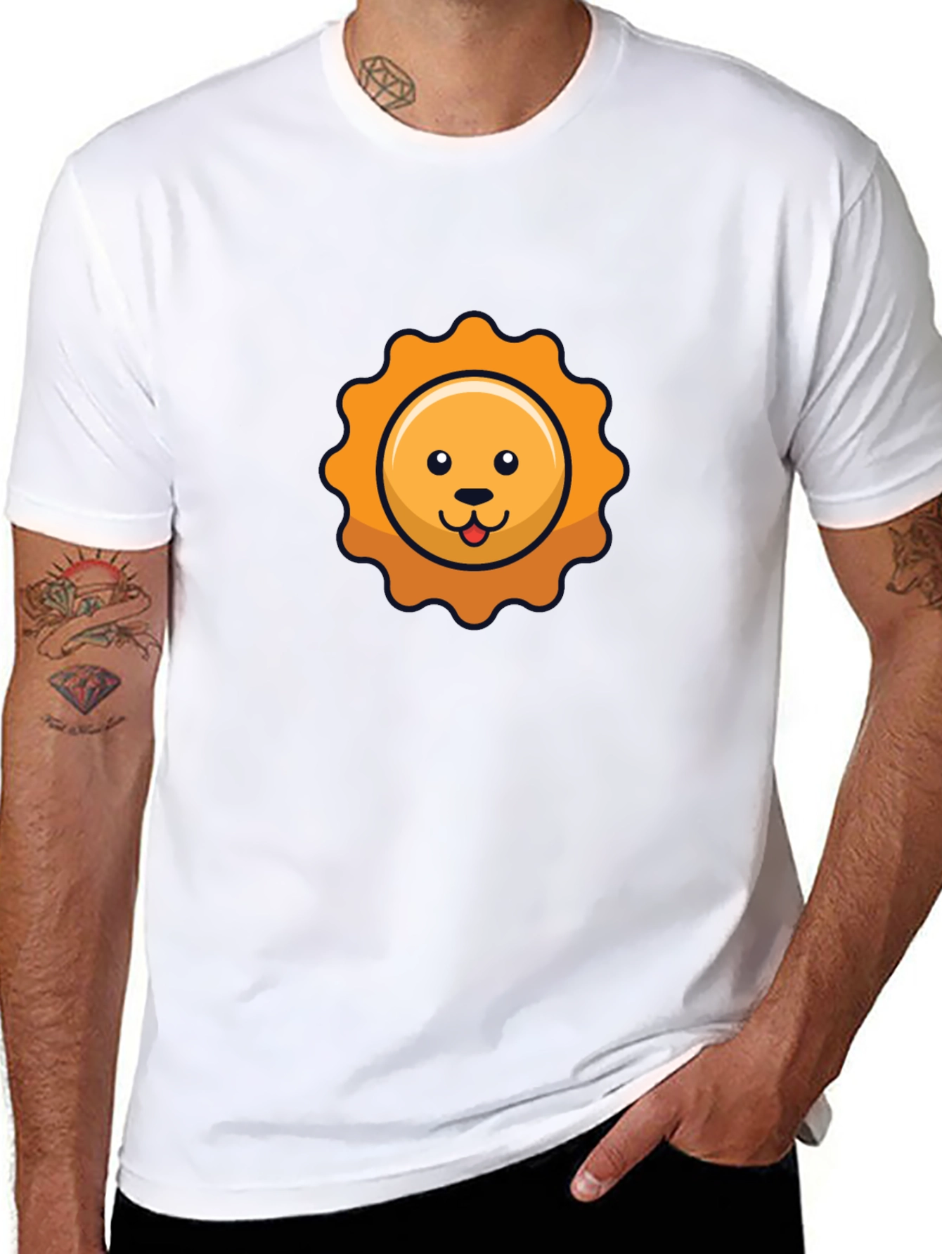 Cute Cartoon Sun Graphic Black T-Shirt