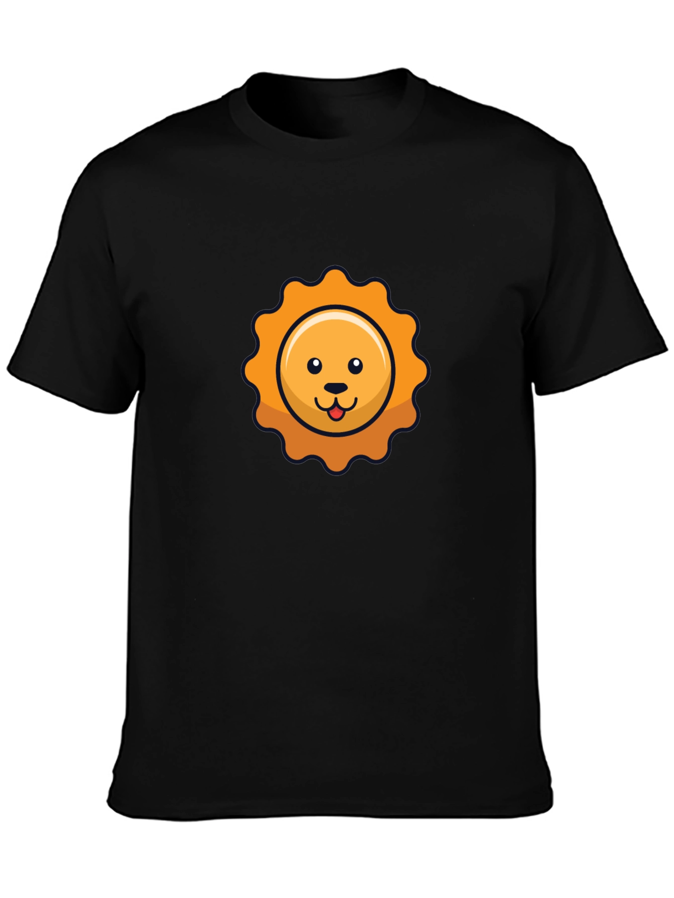 Cute Cartoon Sun Graphic Black T-Shirt