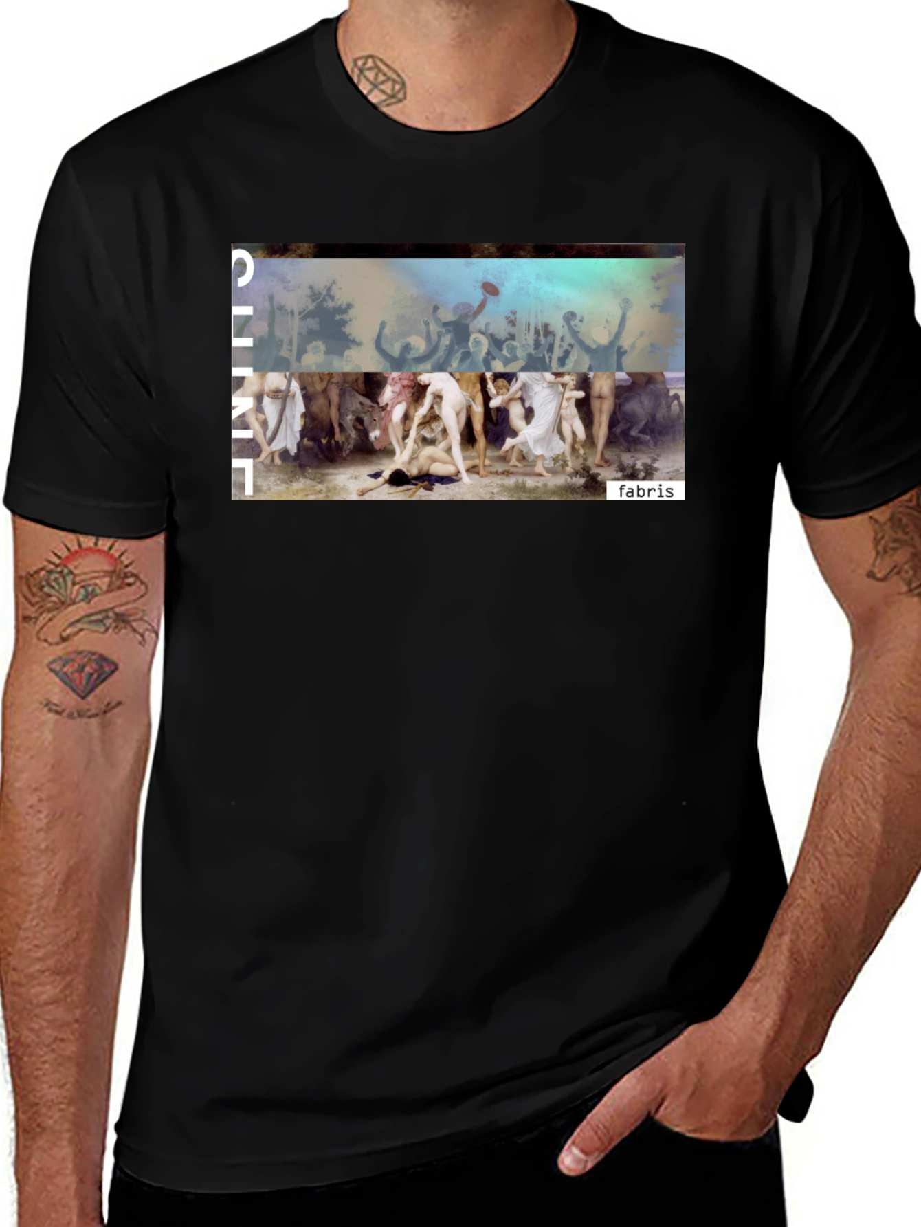 Unique Graphic Print Black Tee