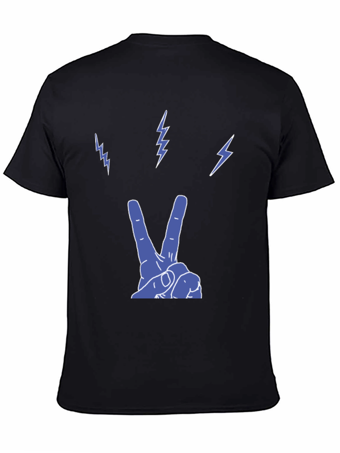Peace and Lightning Black Graphic T-Shirt