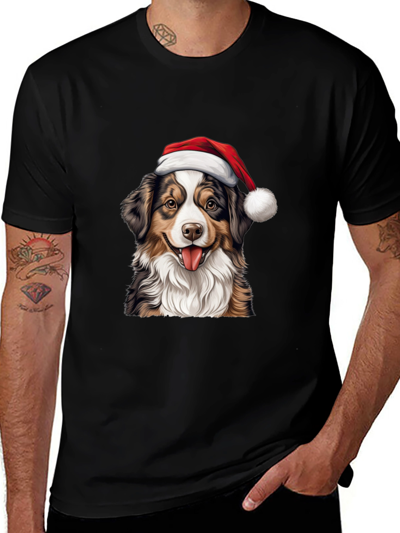 Christmas Dog Graphic T-Shirt - Holiday Apparel