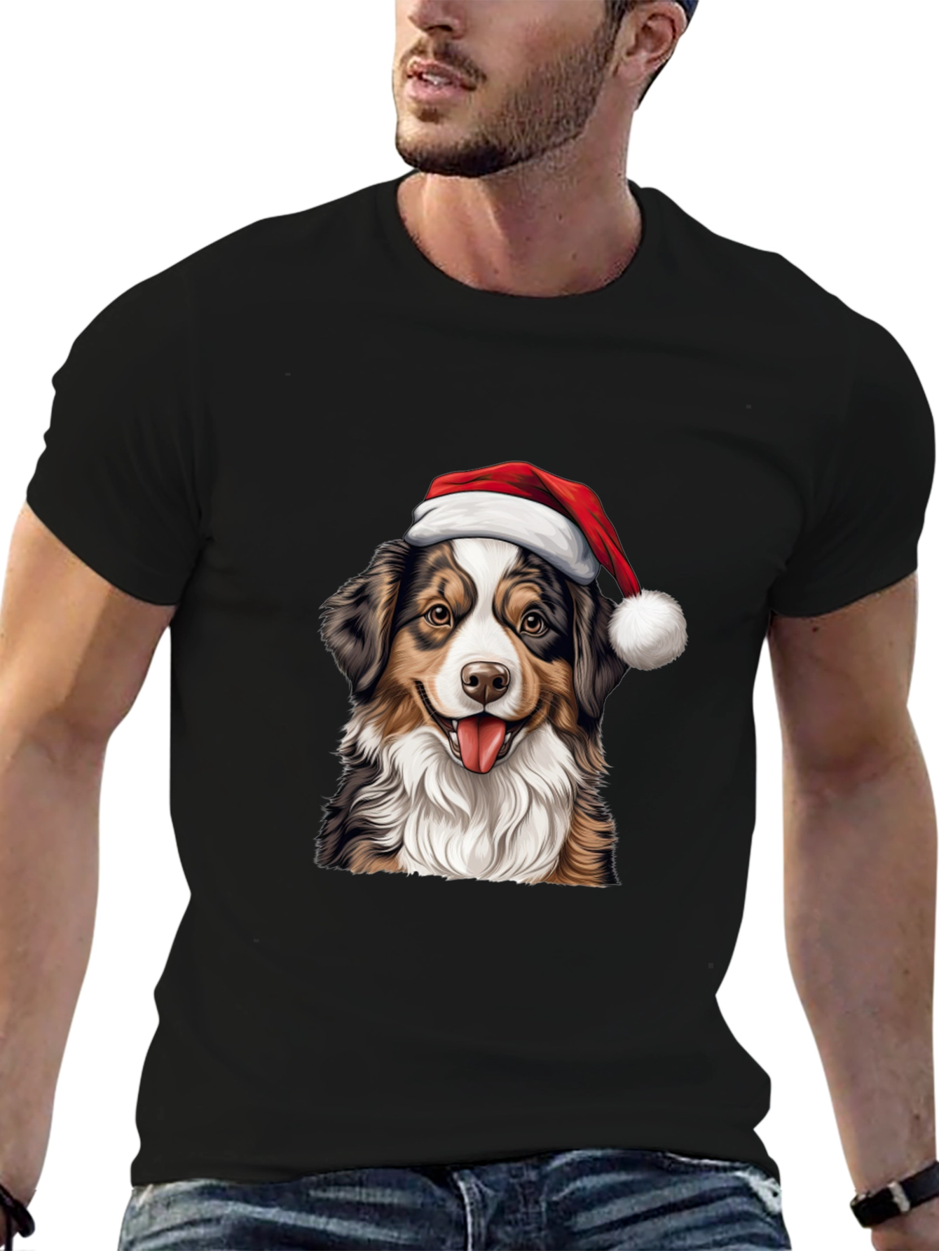 Christmas Dog Graphic T-Shirt - Holiday Apparel