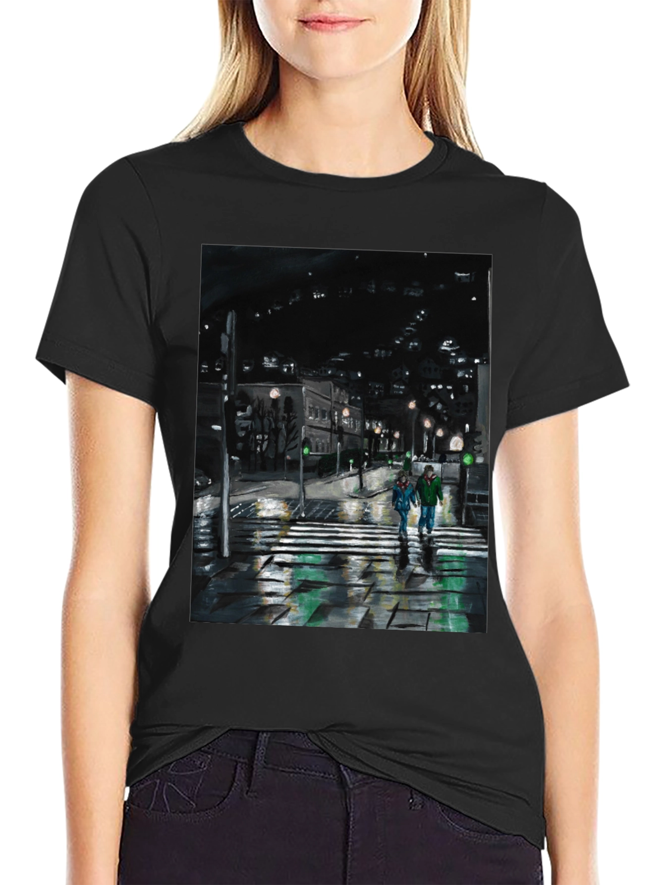Night City Crossing Graphic Tee - Black