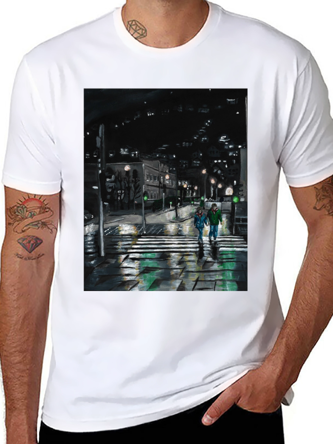 Night City Crossing Graphic Tee - Black