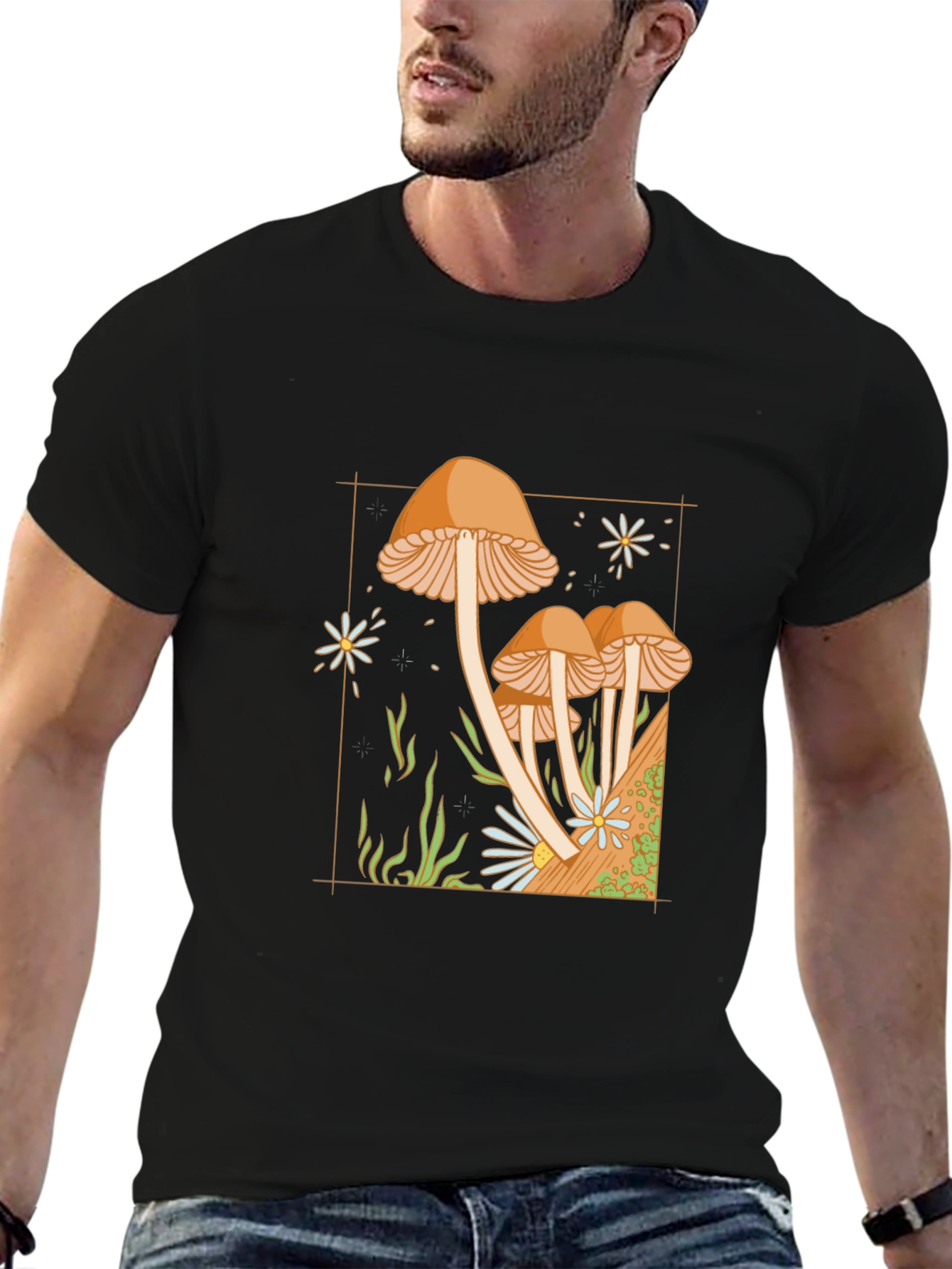 Mushroom Garden Graphic Tee - Black
