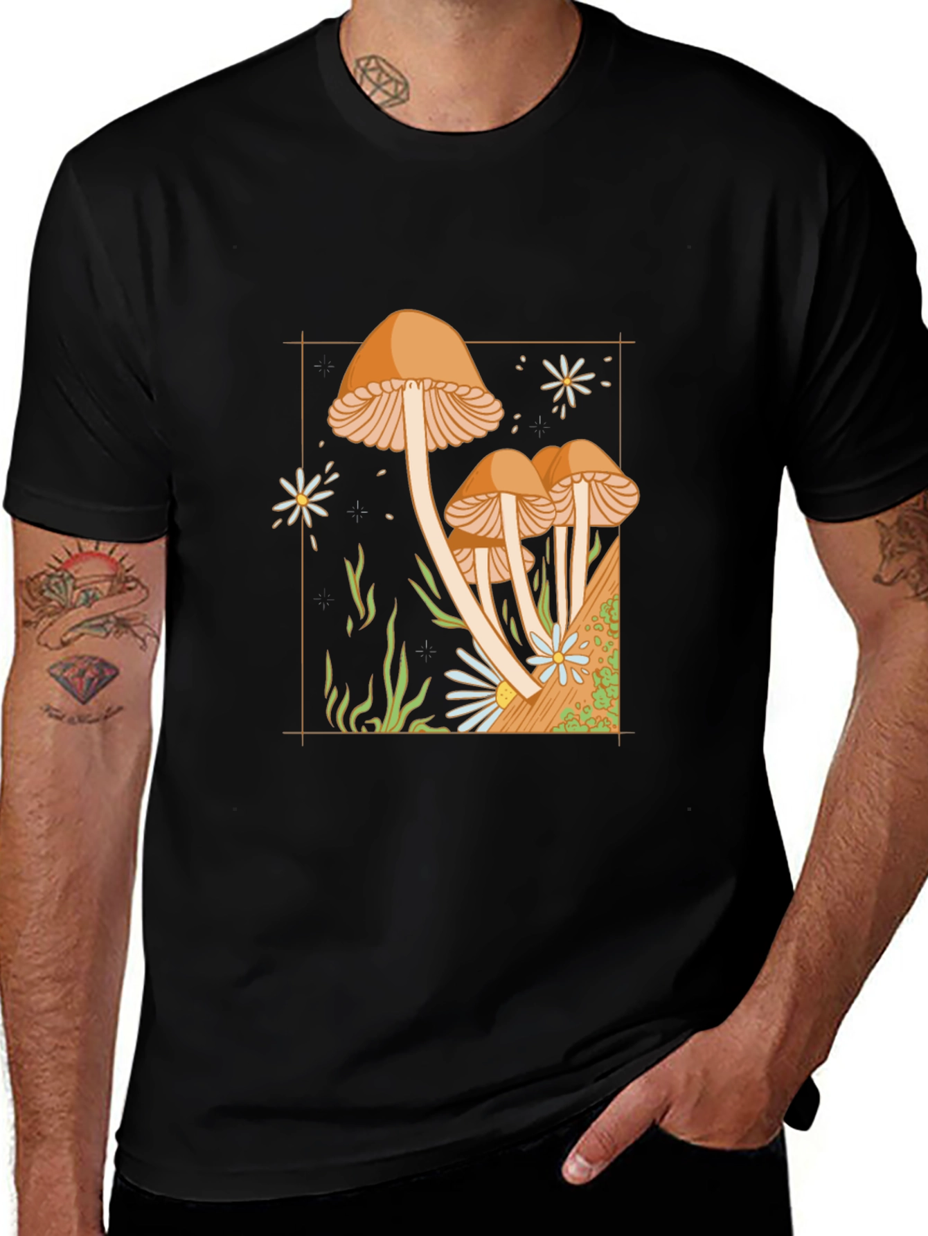 Mushroom Garden Graphic Tee - Black