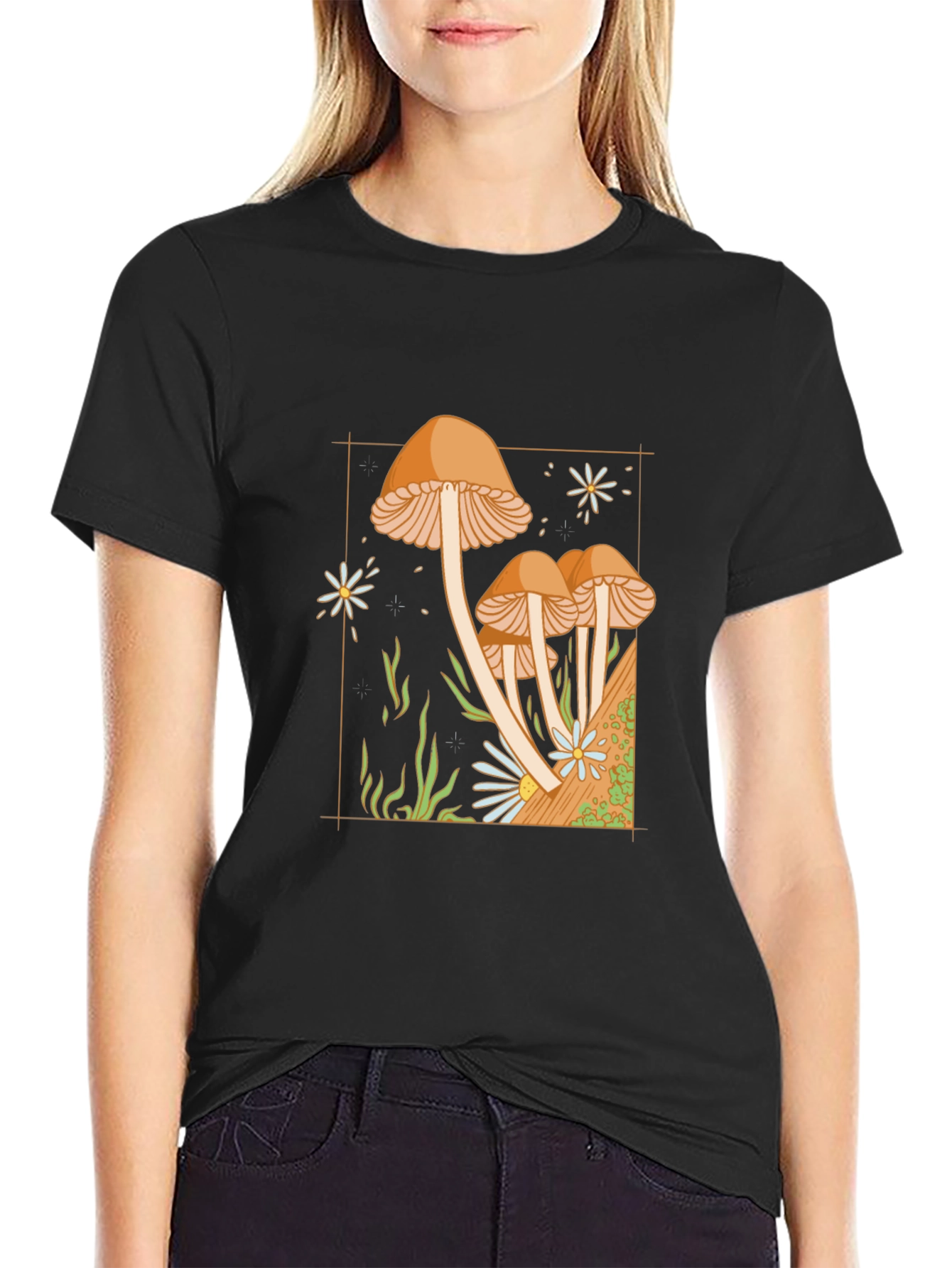 Mushroom Garden Graphic Tee - Black