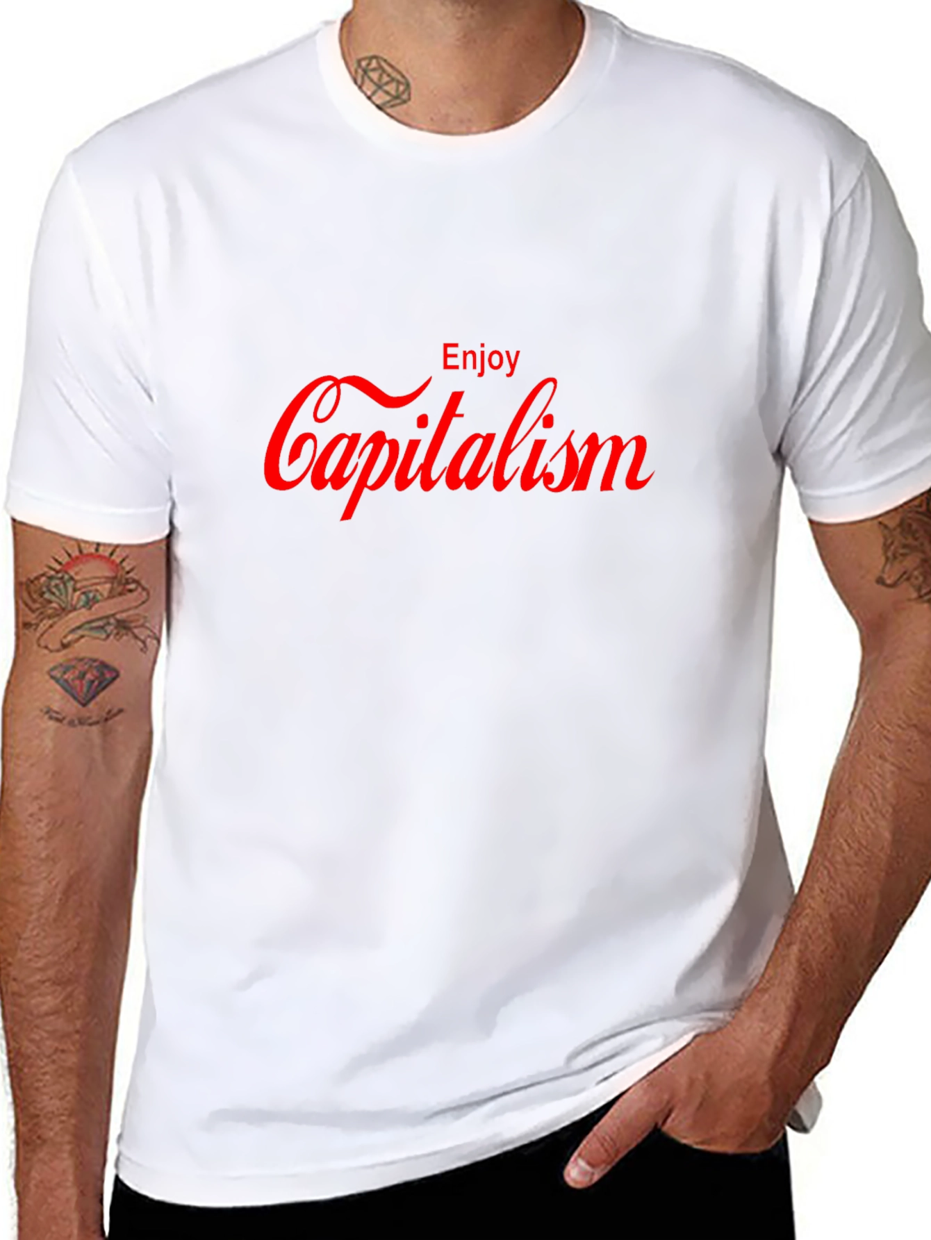 Enjoy Capitalism Graphic T-Shirt - Slogan Tee