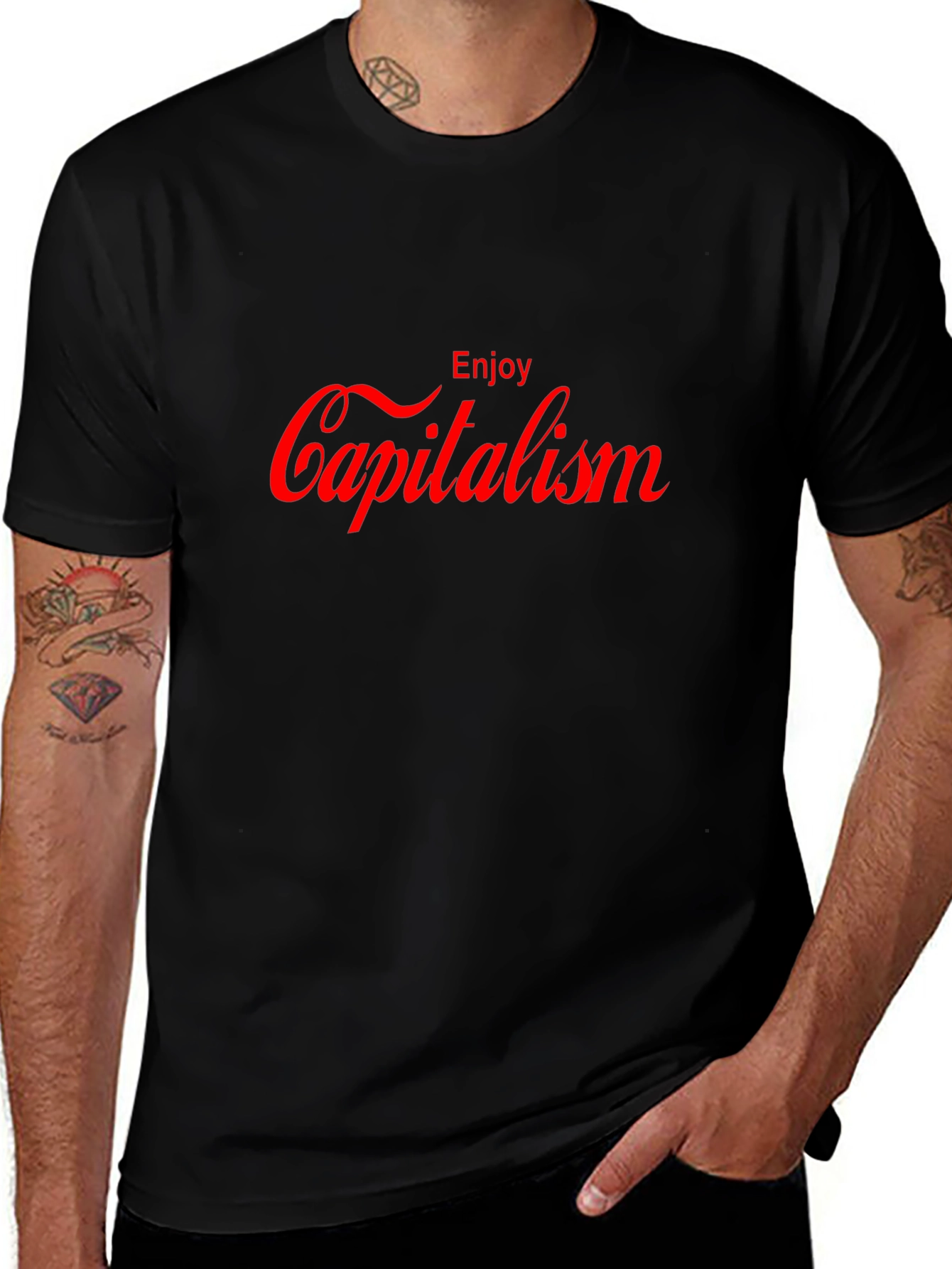 Enjoy Capitalism Graphic T-Shirt - Slogan Tee