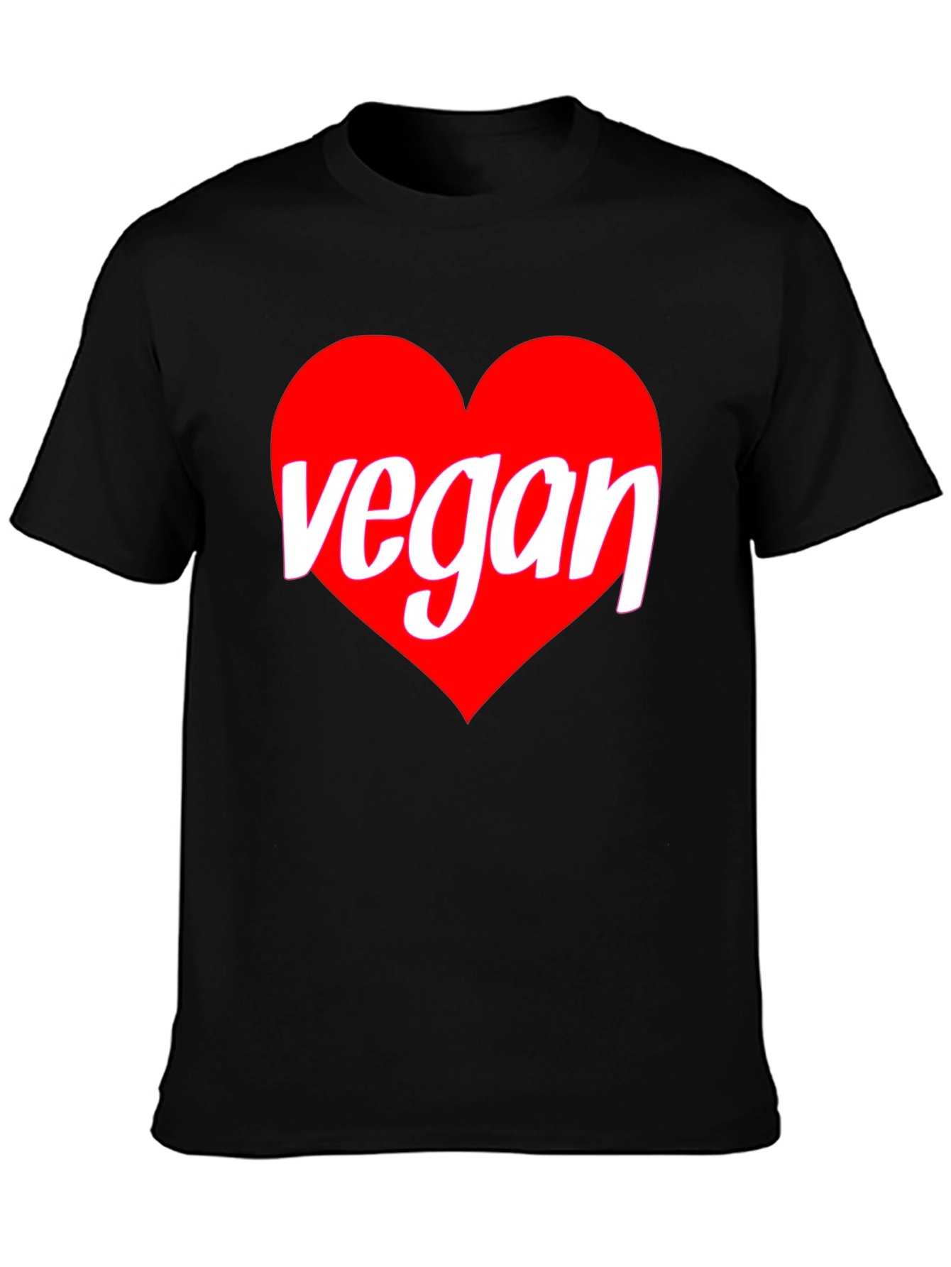 Vegan Heart Graphic T-Shirt - Black Crew Neck Tee