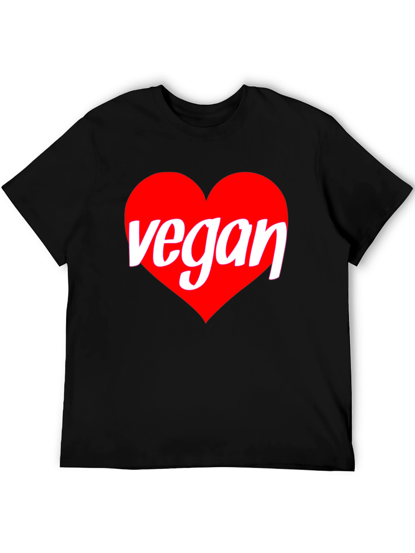 Vegan Heart Graphic T-Shirt - Black Crew Neck Tee