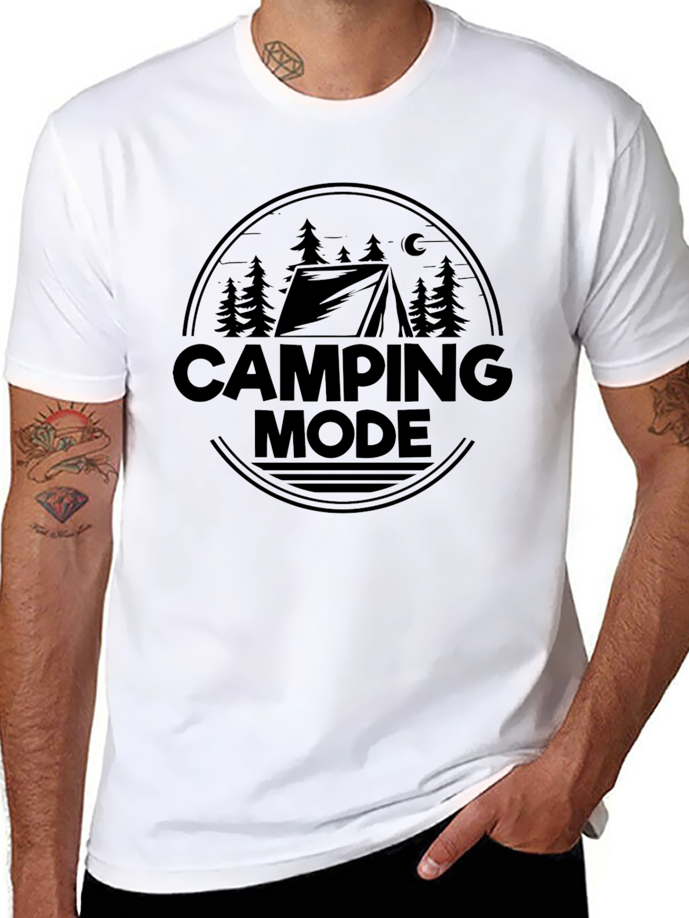 Camping Mode Black Graphic T-Shirt