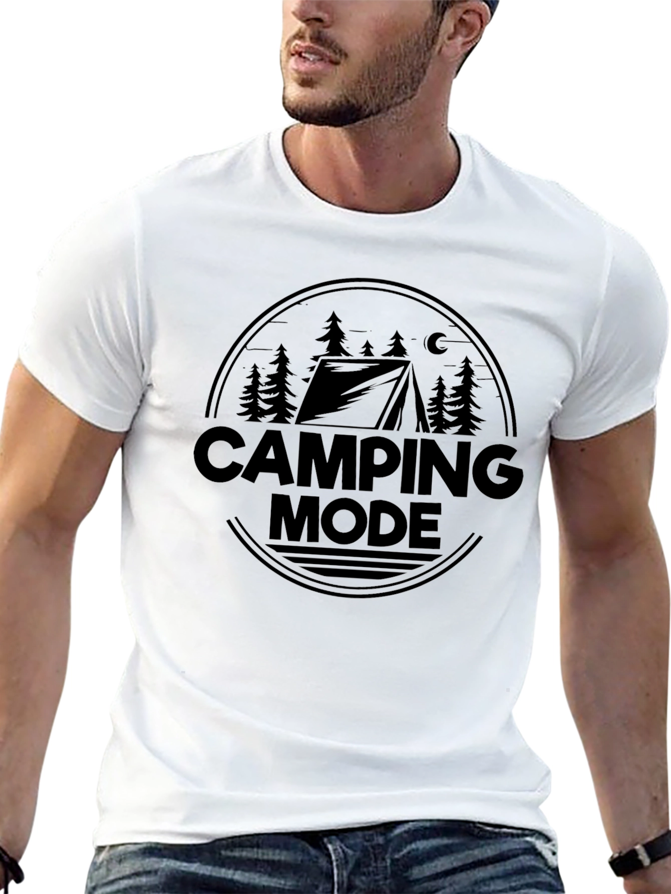 Camping Mode Black Graphic T-Shirt