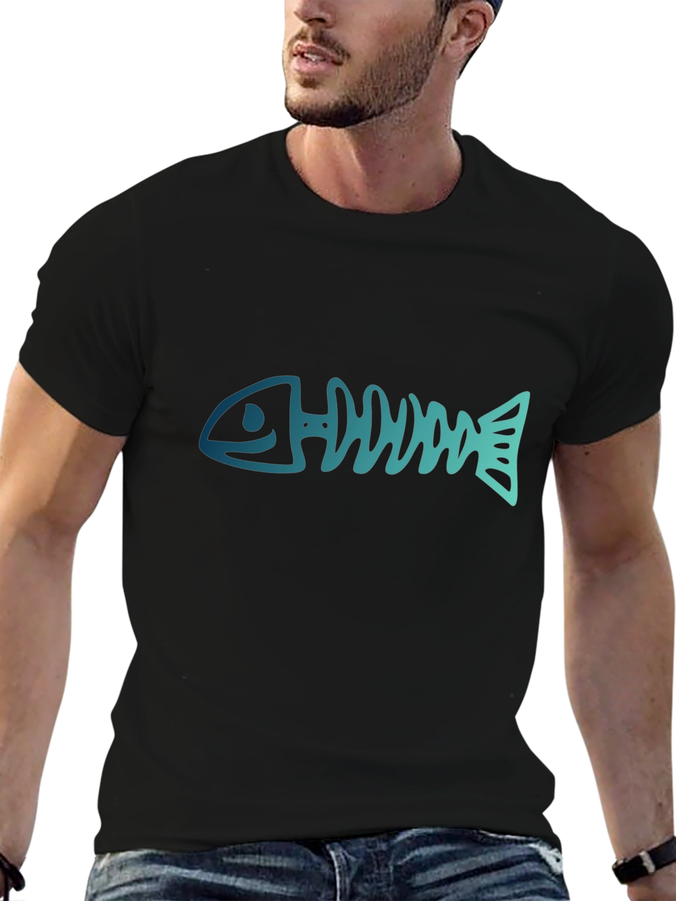 Fishbone Graphic Black Tee - Casual Style