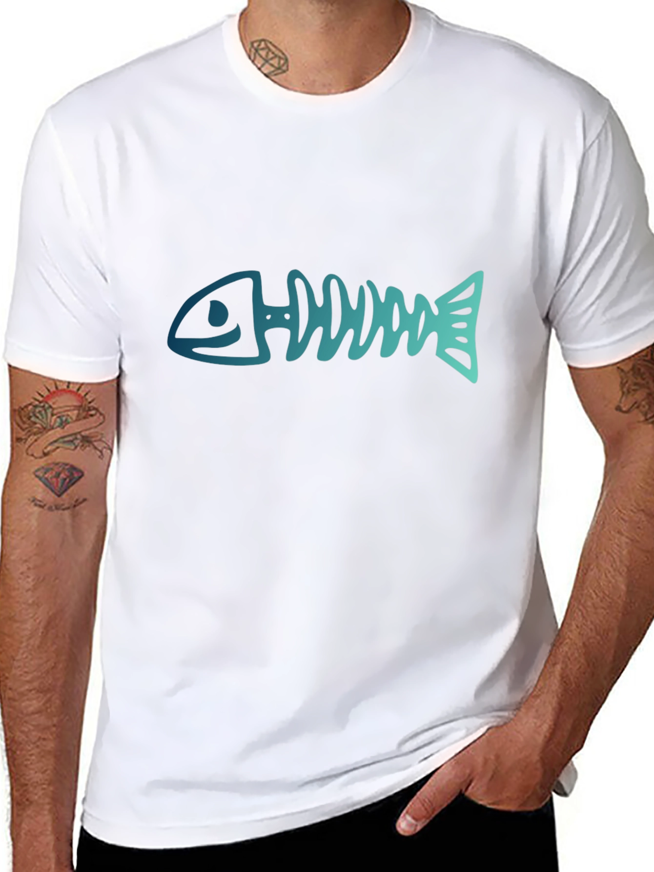 Fishbone Graphic Black Tee - Casual Style