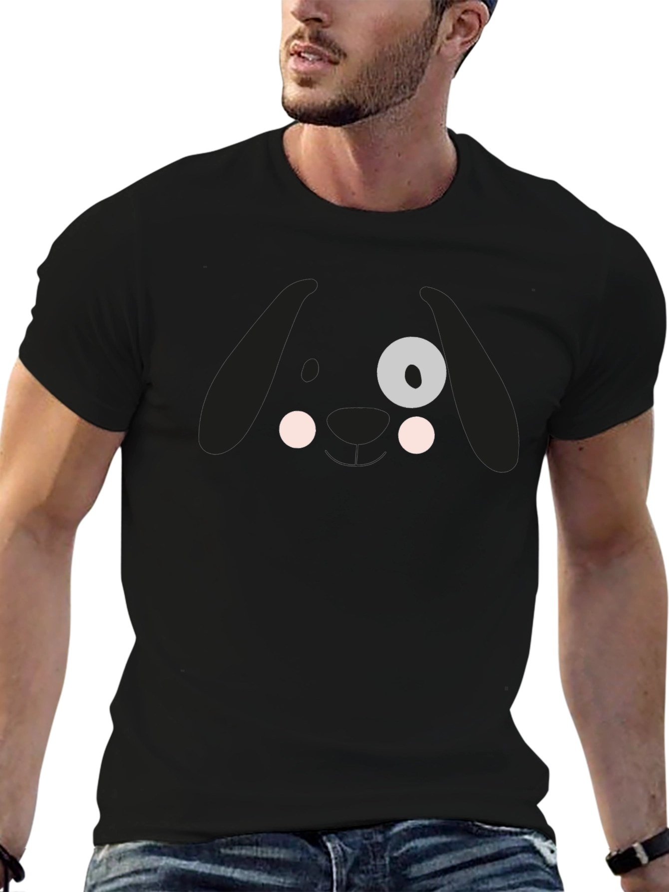 Cute Dog Face Graphic Tee - Soft Cotton T-Shirt